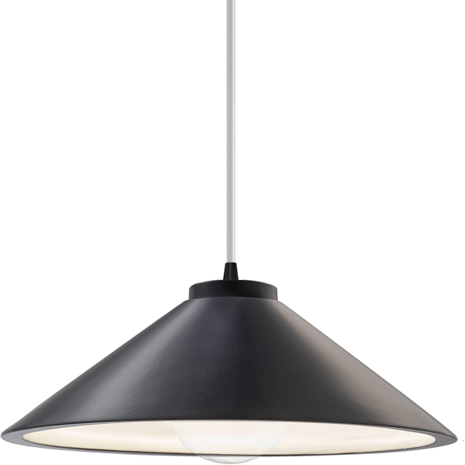 Radiance Collection - Flare 1 Light 11.75 inch Carbon Matte Black and Matte Black Pendant Ceiling Light in Replaceable Bulb, White, Form+Finish+Function