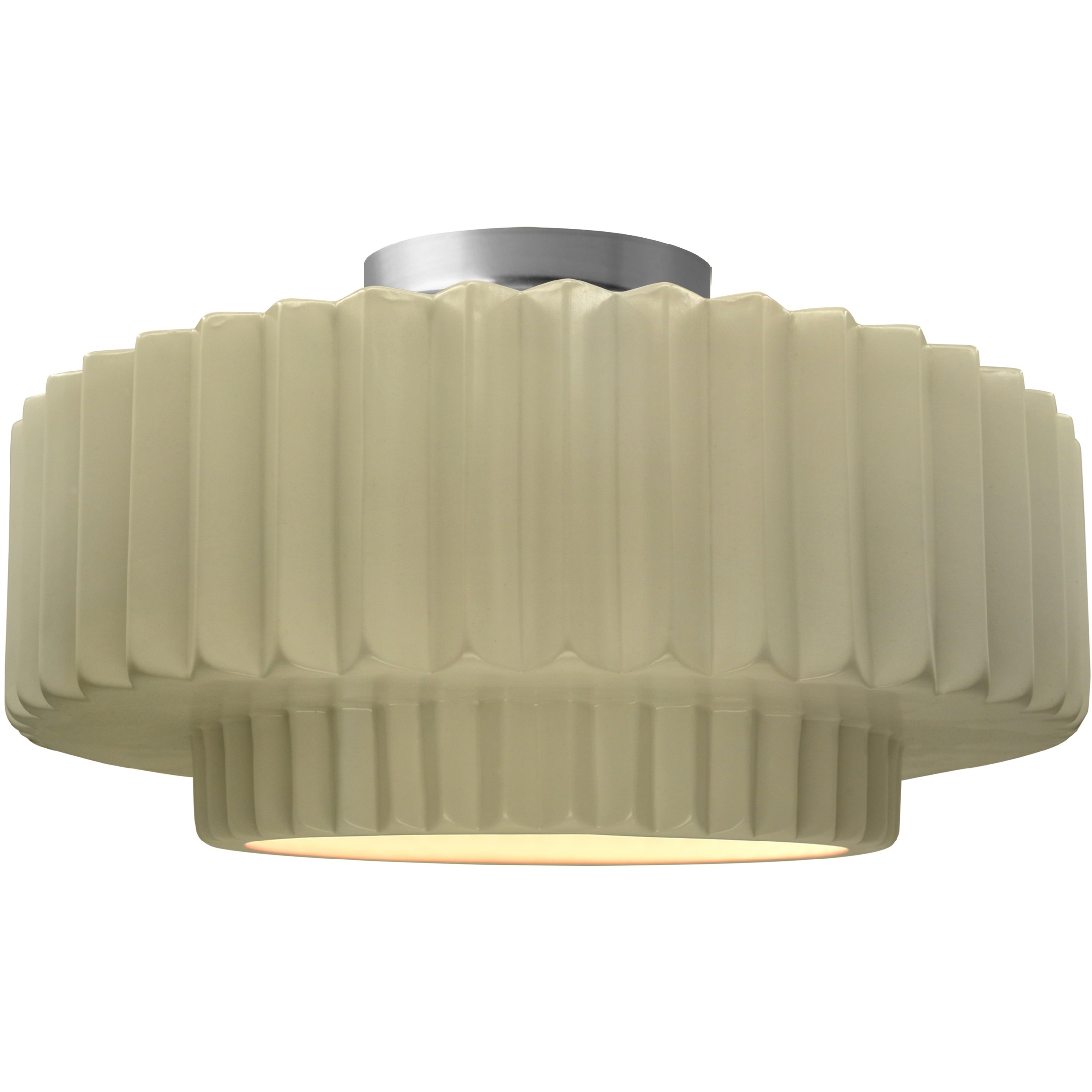 Radiance Collection - Pleated Tier LED 16.5 inch Vanilla Gloss and Brushed Nickel Semi-Flush Ceiling Light in Dedicated LED, 16.5W x 8H, Form+Finish+Function