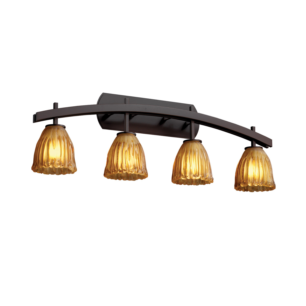 Veneto Luce 4 Light 36 inch Dark Bronze Bath Bar Wall Light in Amber (Veneto Luce), Tulip with Rippled Rim