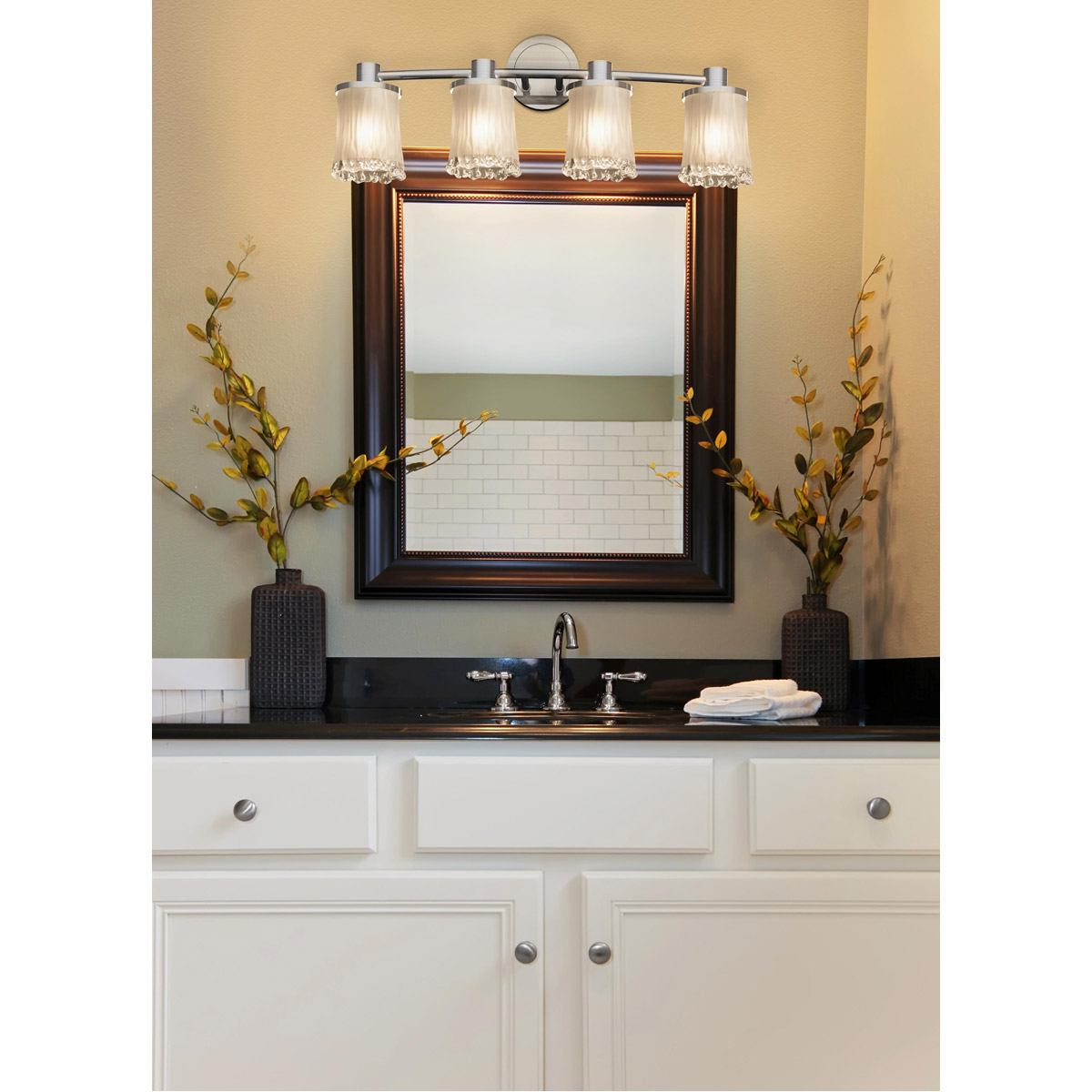 Veneto Luce 4 Light 27.75 inch Brushed Nickel Bath Bar Wall Light in White Frosted (Veneto Luce), Incandescent