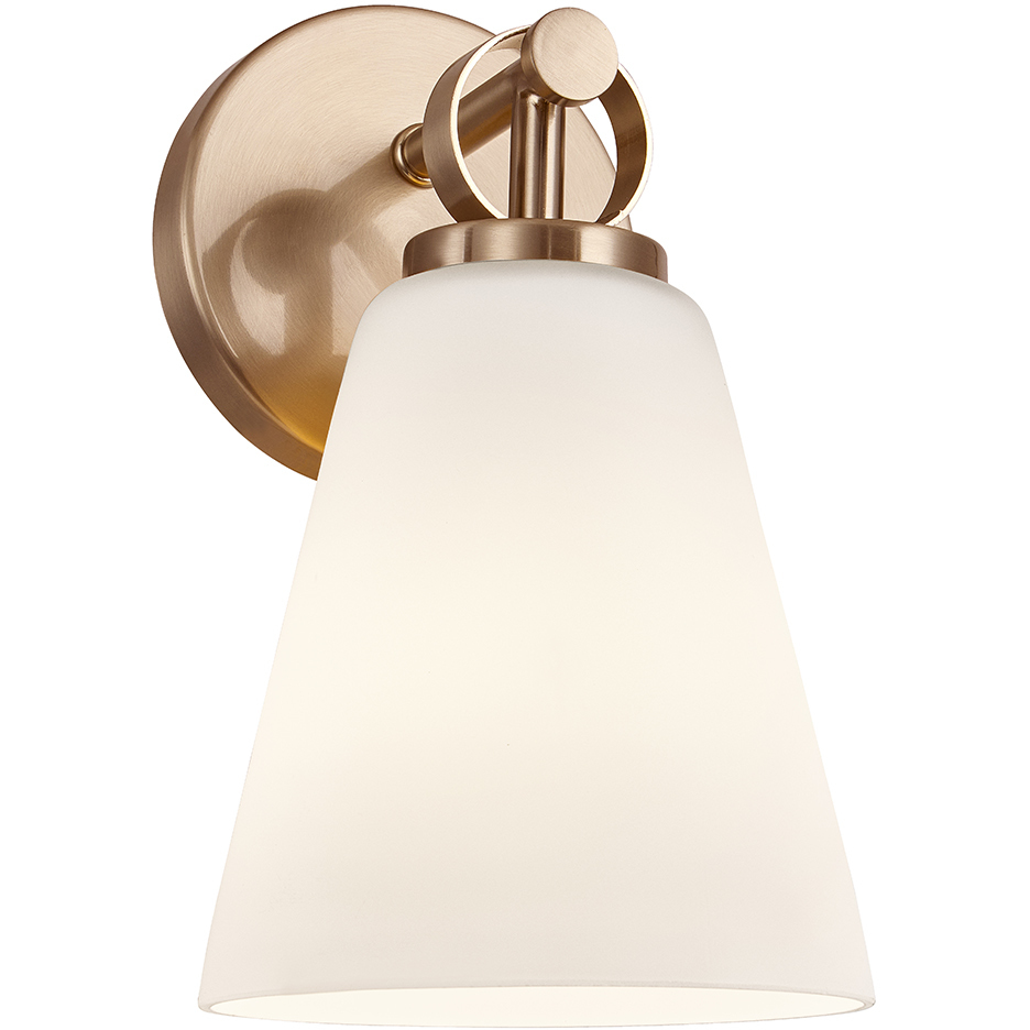 Fusion Collection - Bolzano Family 1 Light 6 inch Brushed Brass and Opal Wall Sconce Wall Light, EVOLV