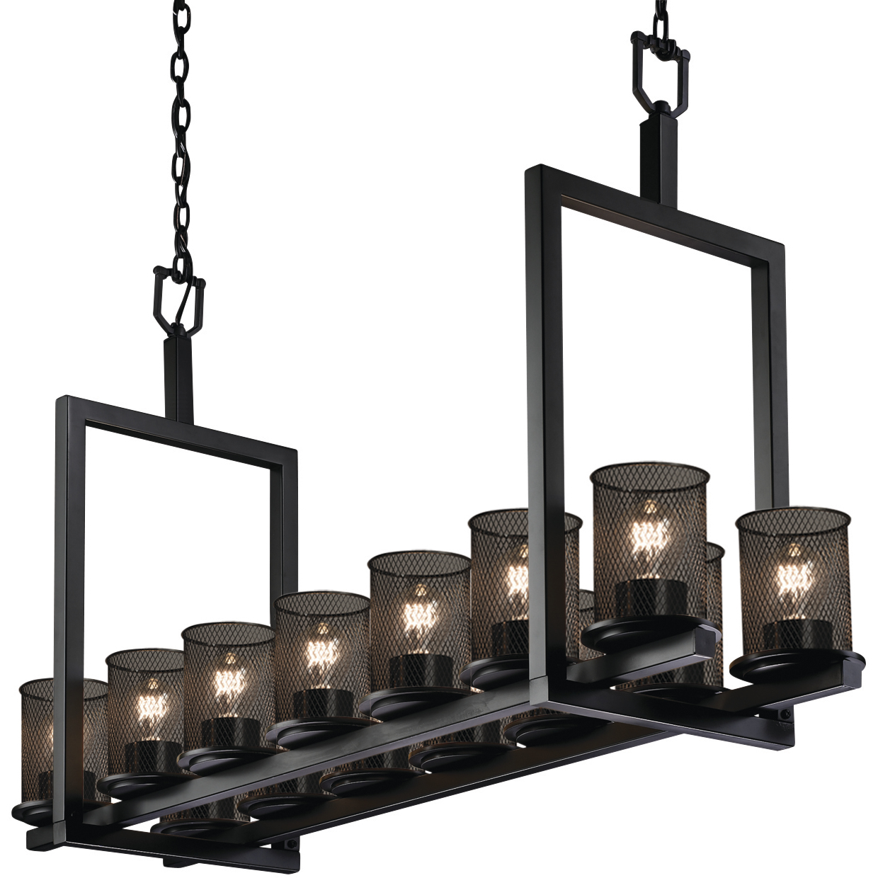 Wire Mesh 14 Light 13 inch Matte Black Chandelier Ceiling Light, Cylinder