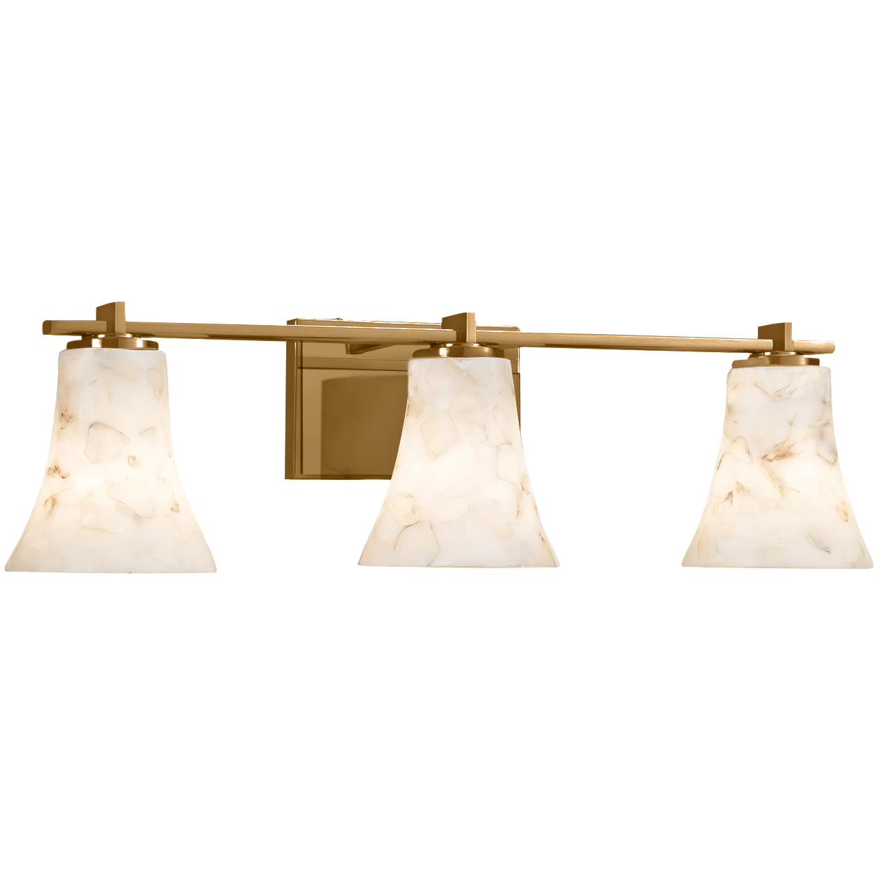 Alabaster Rocks 24 inch Brushed Brass Bath Bar Wall Light in Cylinder with Flat Rim, Incandescent