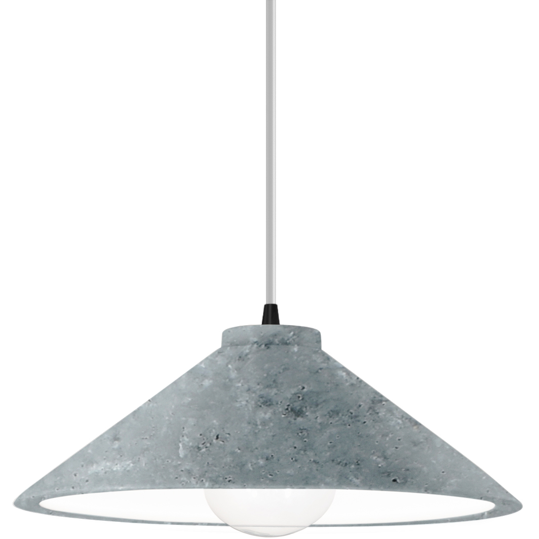 Radiance Collection - Flare 1 Light 11.75 inch Concrete and Matte Black Pendant Ceiling Light in Replaceable Bulb, White, Form+Finish+Function
