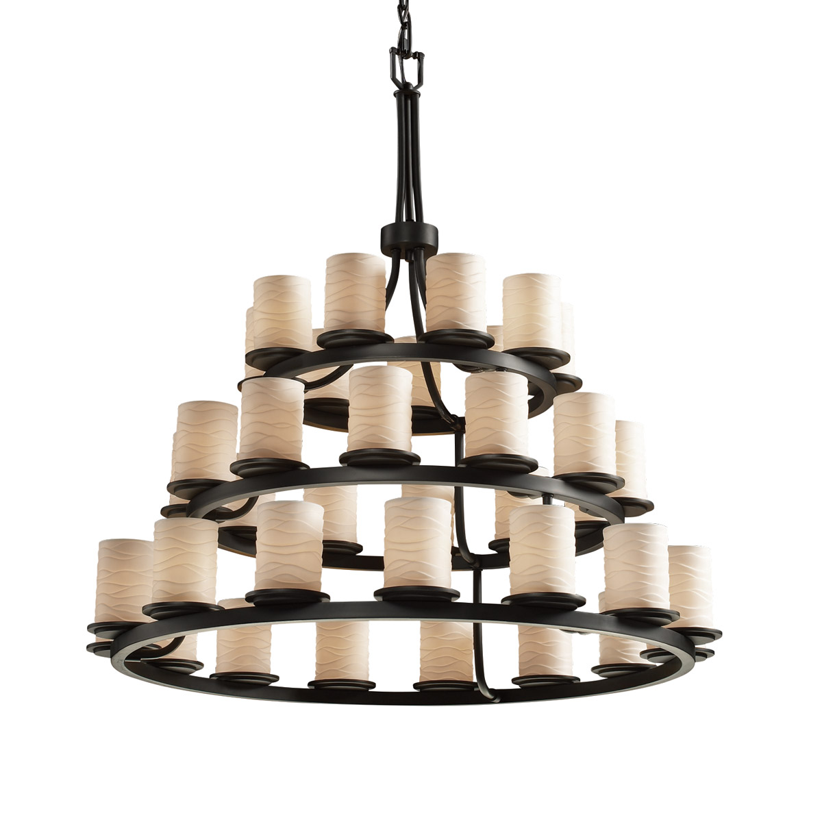 Limoges 36 Light 42 inch Matte Black Chandelier Ceiling Light in Waves, Incandescent