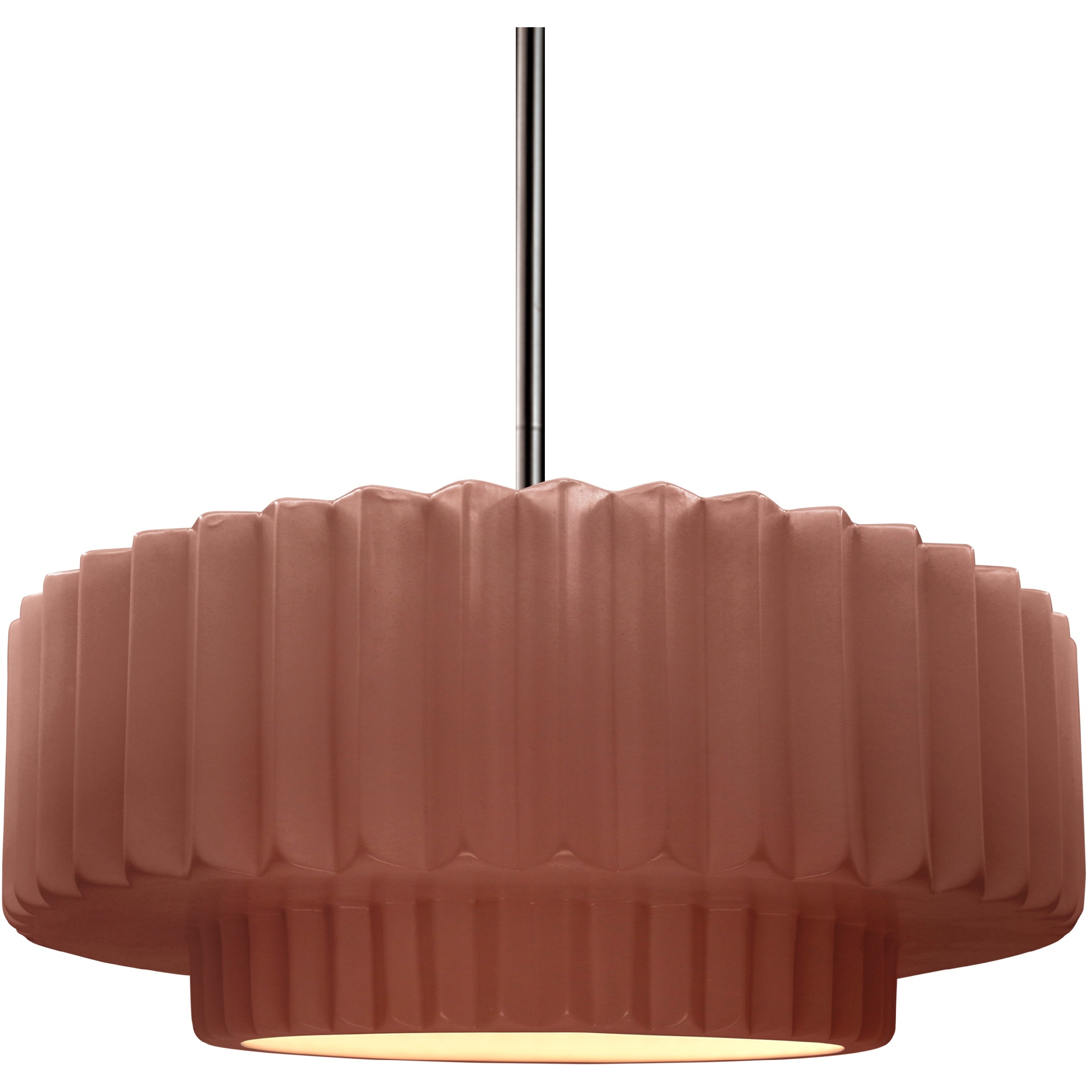Radiance Collection - Pleated Tier Pendant Ceiling Light in Brushed Nickel, Black Cord, Replaceable Bulb, Canyon Clay, 14.5W x 5.25H, Form+Finish+Function