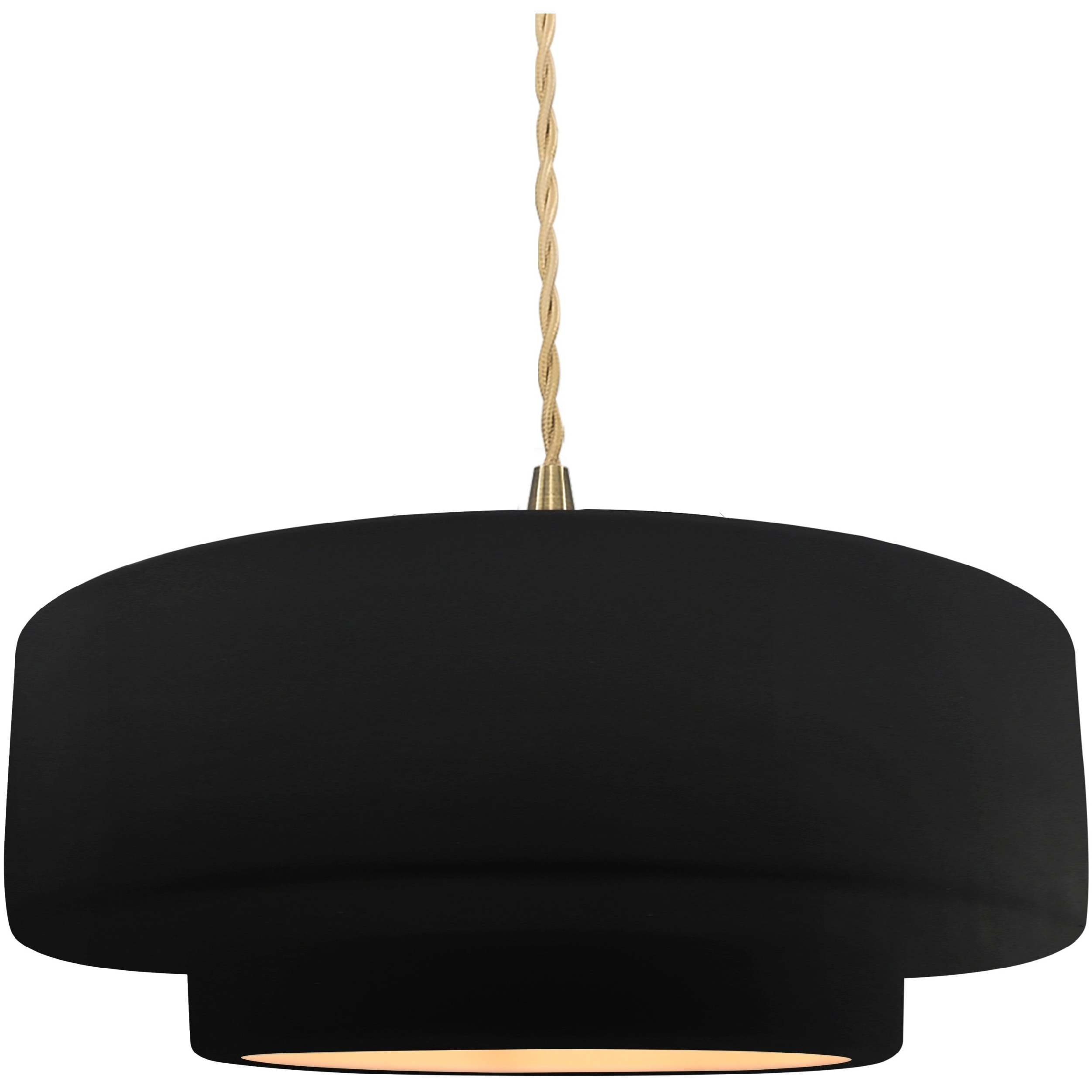 Radiance Collection - Tier Pendant Ceiling Light in Brushed Brass, Dedicated LED, Beige Twist Cord, Carbon Matte Black/Champagne Gold, 14.5W x 5.25H, Form+Finish+Function