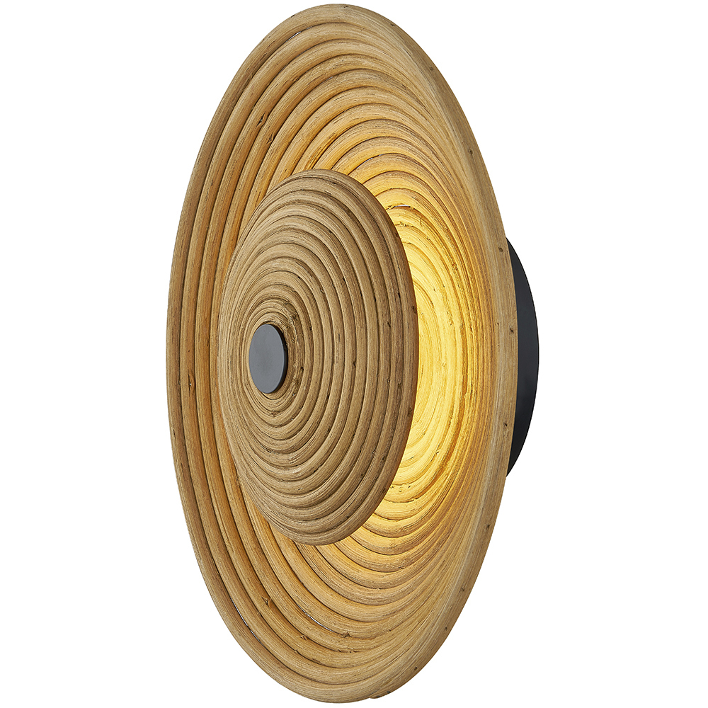 Rattan Collection LED 12 inch Matte Black ADA Wall Sconce Wall Light, Caribe Family