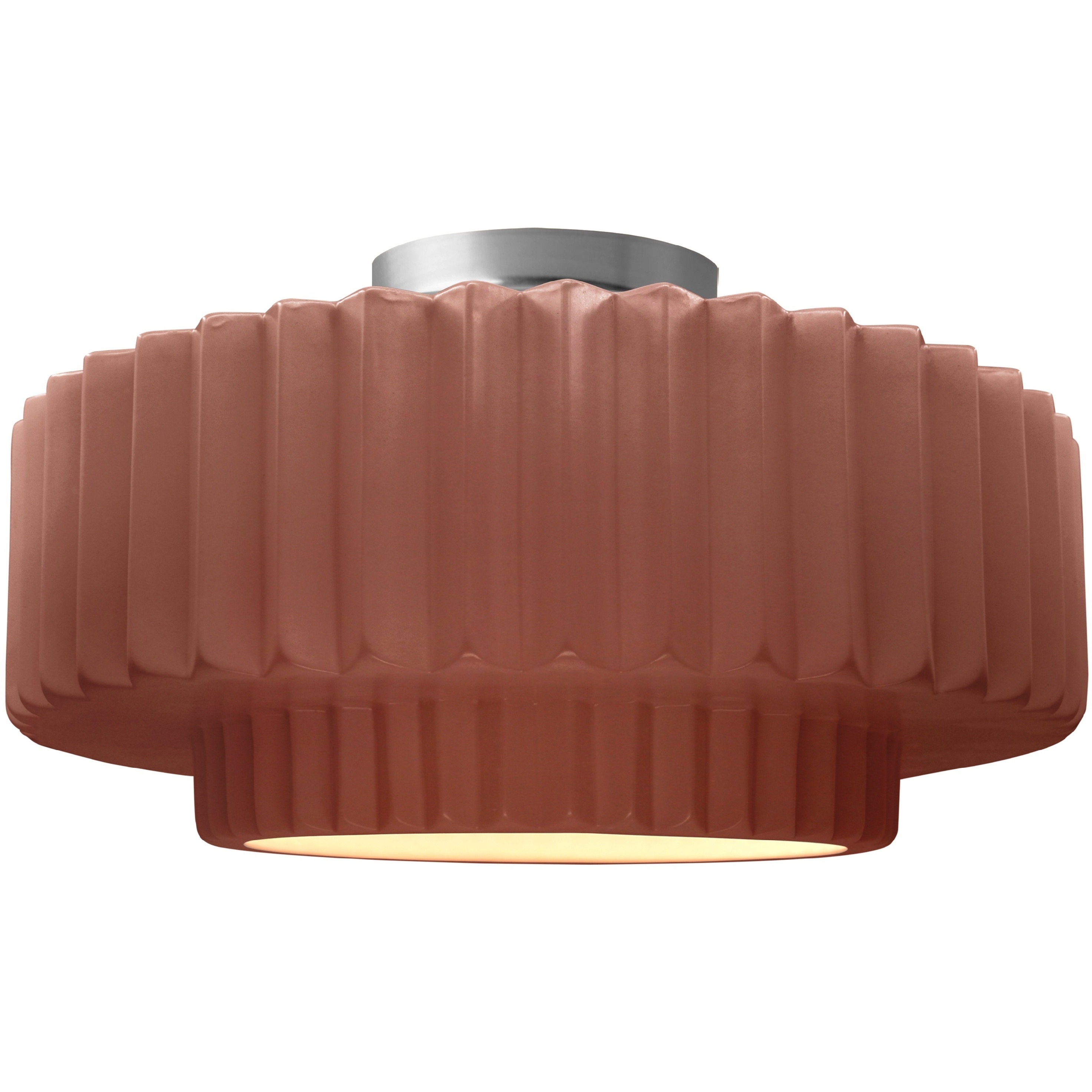 Radiance Collection - Pleated Tier 1 Light 16.5 inch Canyon Clay and Brushed Nickel Semi-Flush Ceiling Light in Replaceable Bulb, 16.5W x 8H, Form+Finish+Function