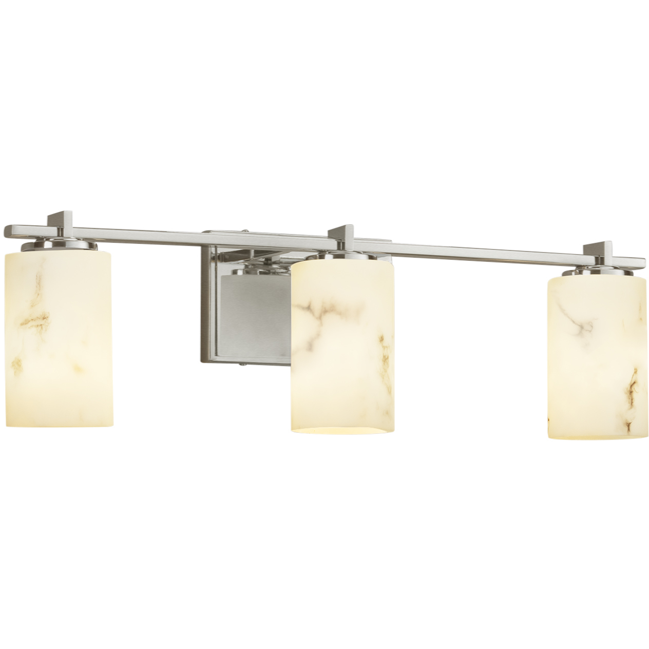Lumenaria 3 Light 24 inch Brushed Nickel Vanity Light Wall Light in Cylinder with Flat Rim, Incandescent