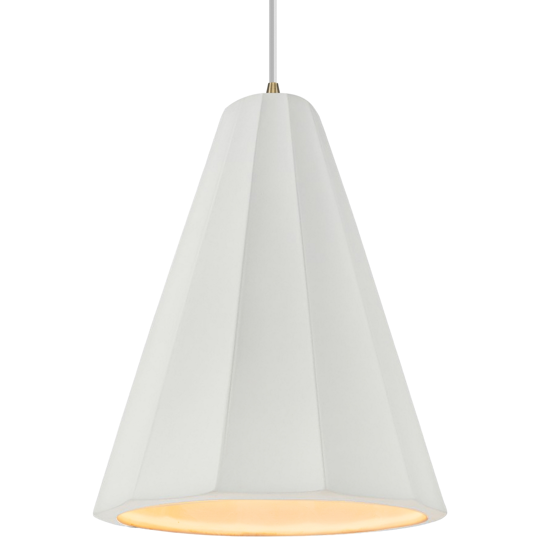 Radiance Collection - Fluted 1 Light 9 inch Bisque Pendant Ceiling Light in Antique Brass, White Cord, Replaceable Bulb, 9W x 13H, Form+Finish+Function