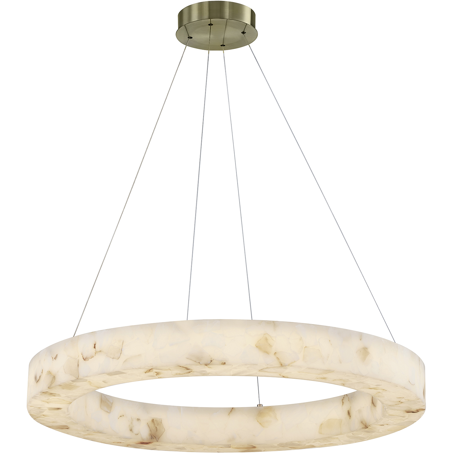 Alabaster Rocks Collection - Medley Family LED 32 inch Brushed Brass and Alabaster Rocks Pendant Ceiling Light in 32" D x 32" W x 3.5" H, EVOLV
