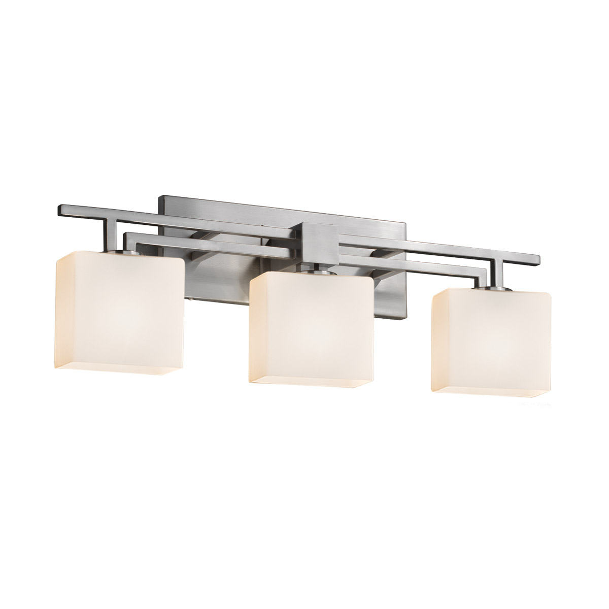 Fusion 3 Light 26 inch Brushed Nickel Vanity Light Wall Light in Rectangle Incandescent Opal Fusion