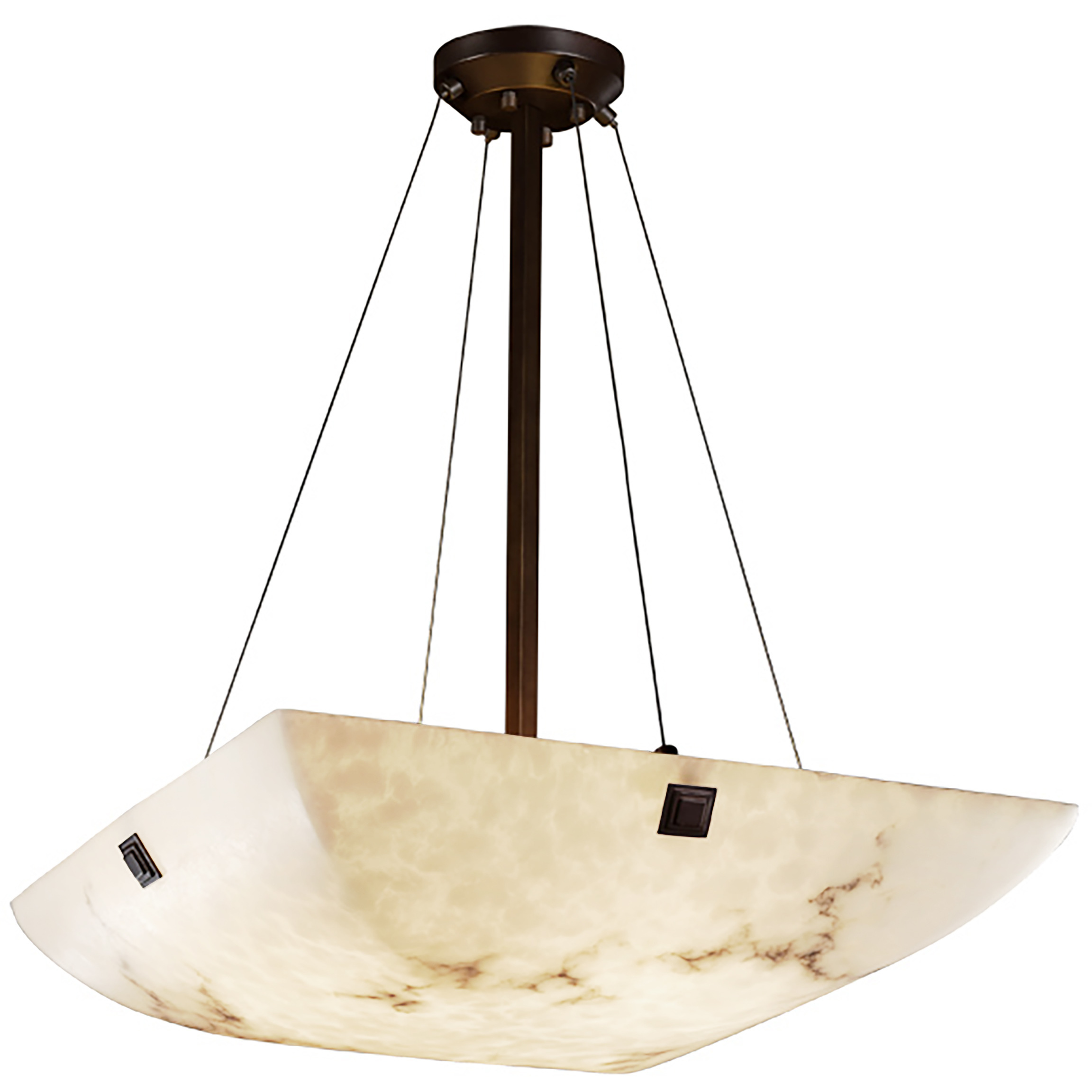Lumenaria LED 27 inch Matte Black Pendant Ceiling Light in 5000 Lm LED, Concentric Squares, Square Bowl