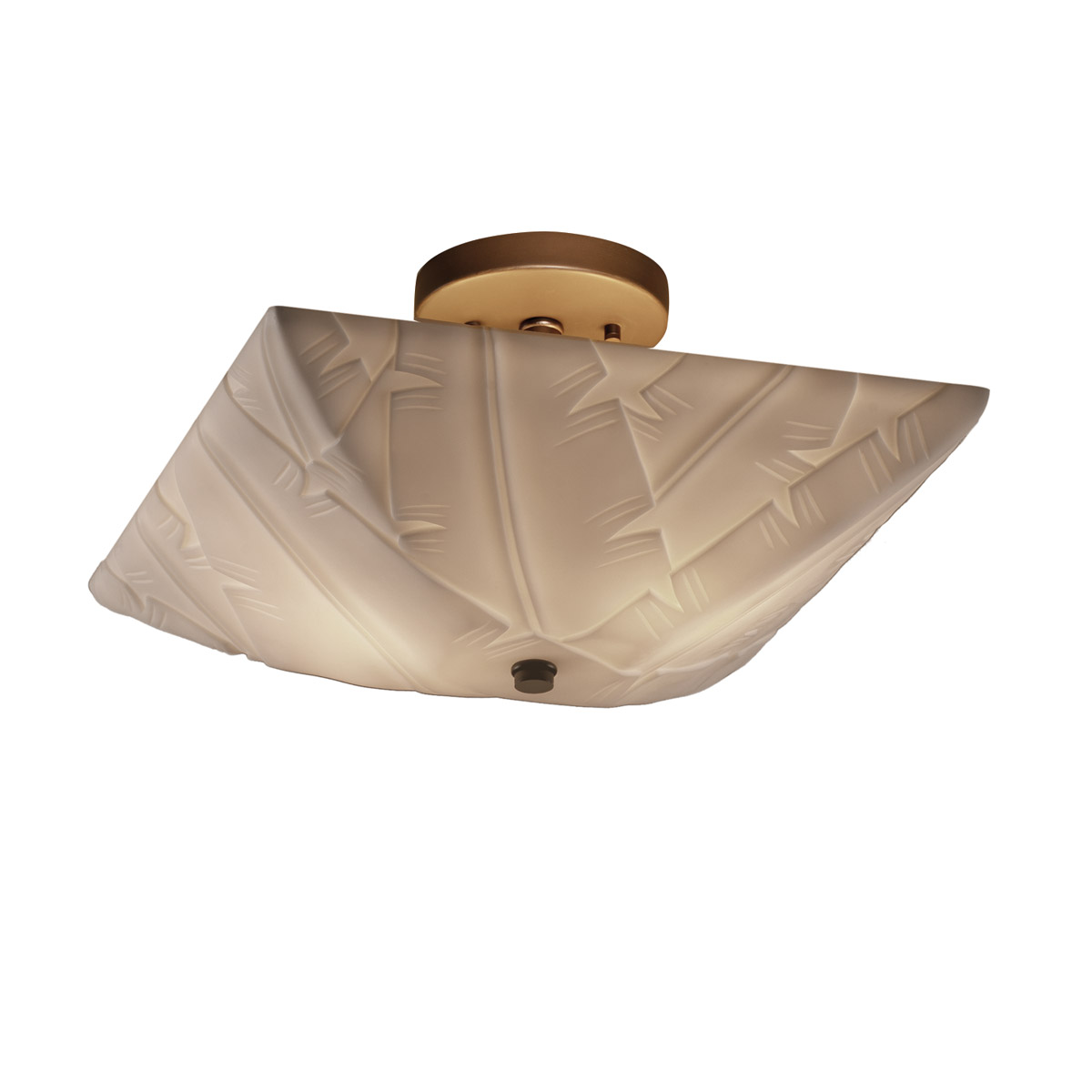 Porcelina LED 14 inch Matte Black Semi-Flush Ceiling Light in Banana Leaf, 2000 Lm LED