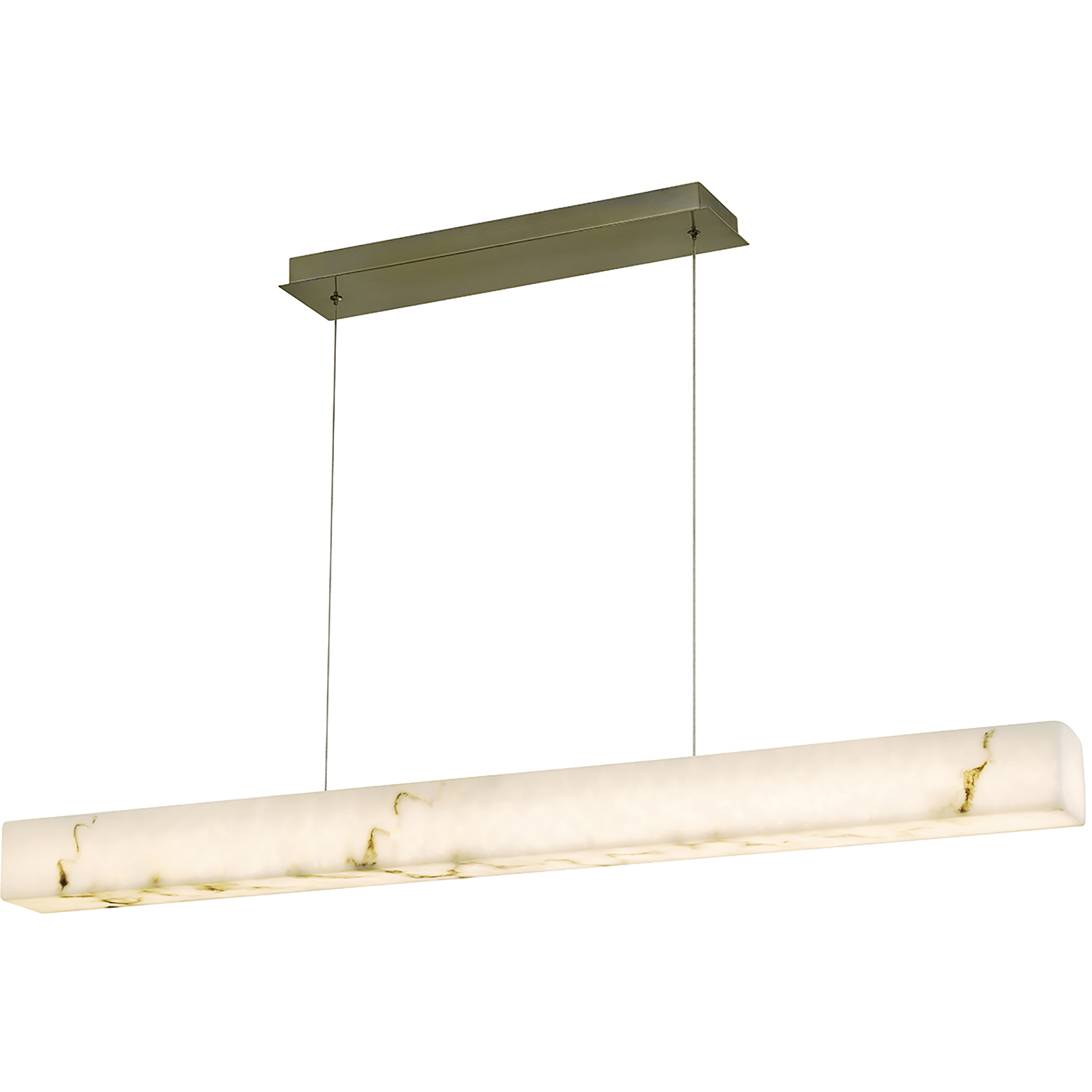 LumenAria - Medley Family LED 48 inch Brushed Brass and Alabaster Rocks Linear Pendant Ceiling Light in 3.5" D x 48" W x 3.5" H, EVOLV