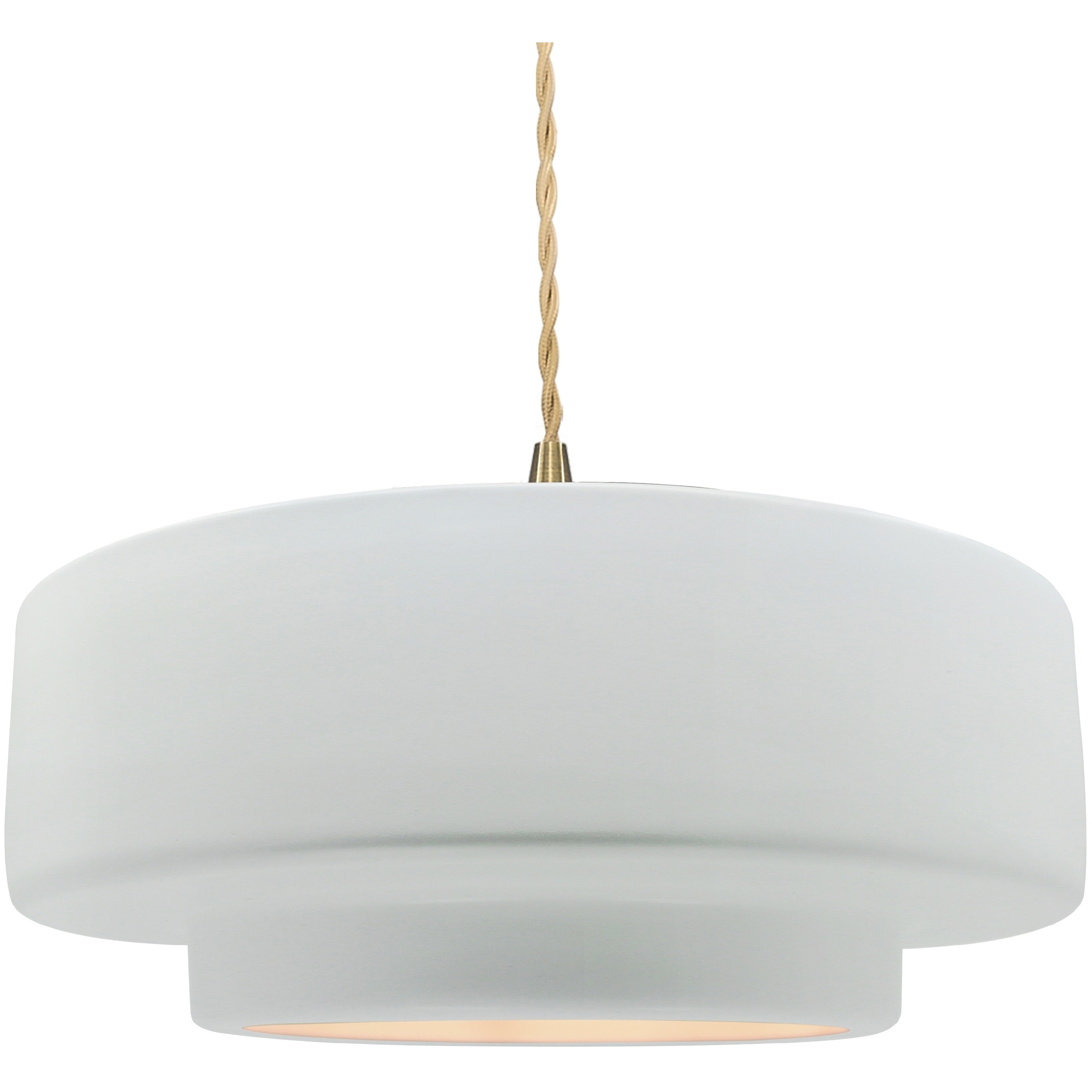 Radiance Collection - Tier Pendant Ceiling Light in Brushed Brass, Replaceable Bulb, Beige Twist Cord, Gloss White, 16.25W x 6H, Form+Finish+Function