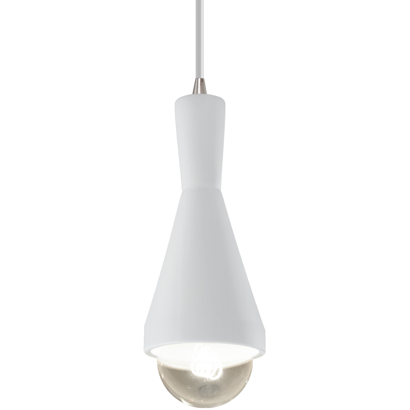 Radiance Collection - Erlen 1 Light 4.75 inch Gloss White and Brushed Nickel Pendant Ceiling Light in Replaceable Bulb, Form+Finish+Function