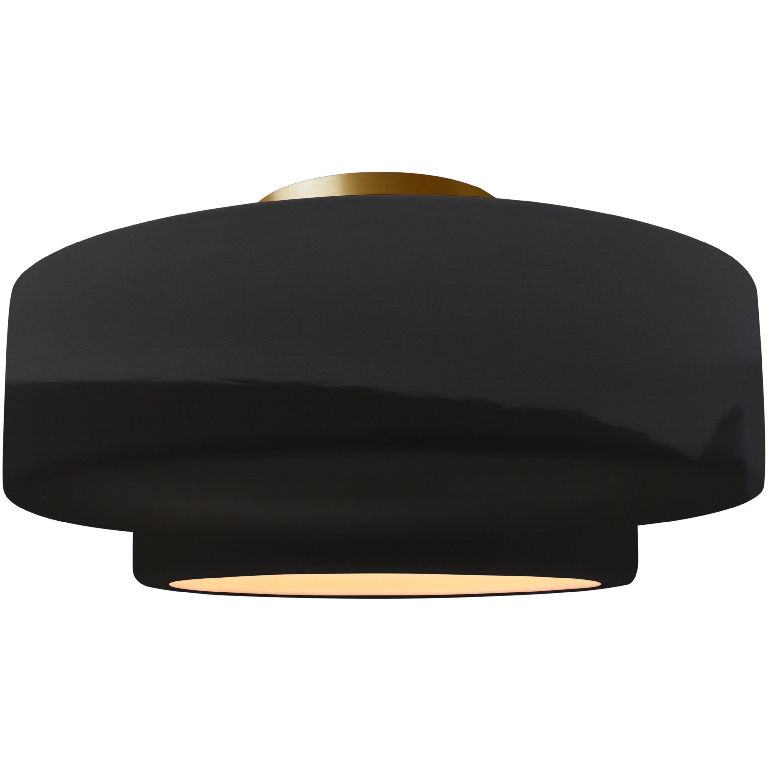 Radiance Collection - Tier 1 Light 16.5 inch Gloss Black and Matte White and Brushed Brass Semi-Flush Ceiling Light in Replaceable Bulb, Gloss Black/Matte White, 16.5W x 8H, Form+Finish+Function