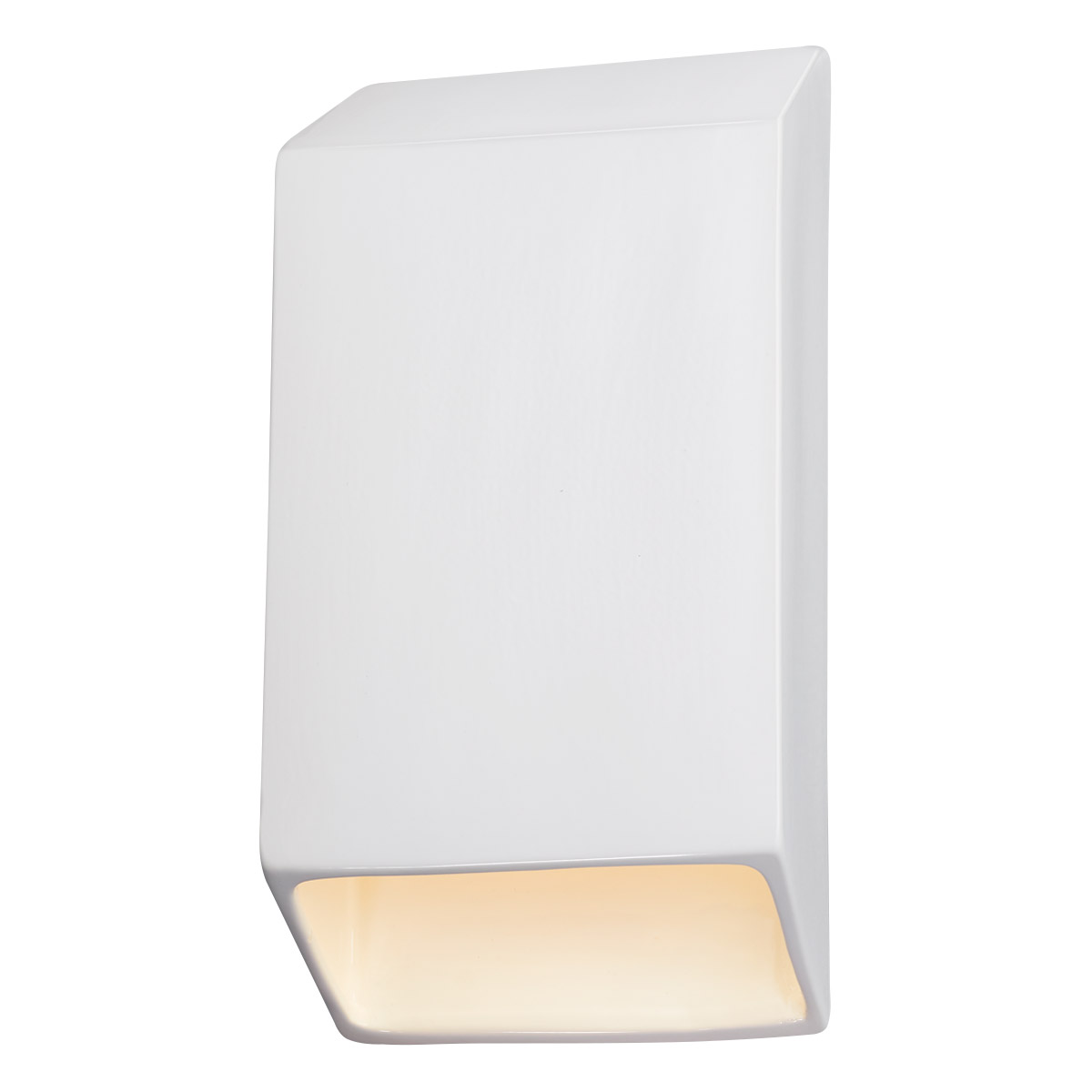 Ambiance LED 7 inch Gloss White ADA Wall Sconce Wall Light, Closed Top Fixture, Tapered Rectangle