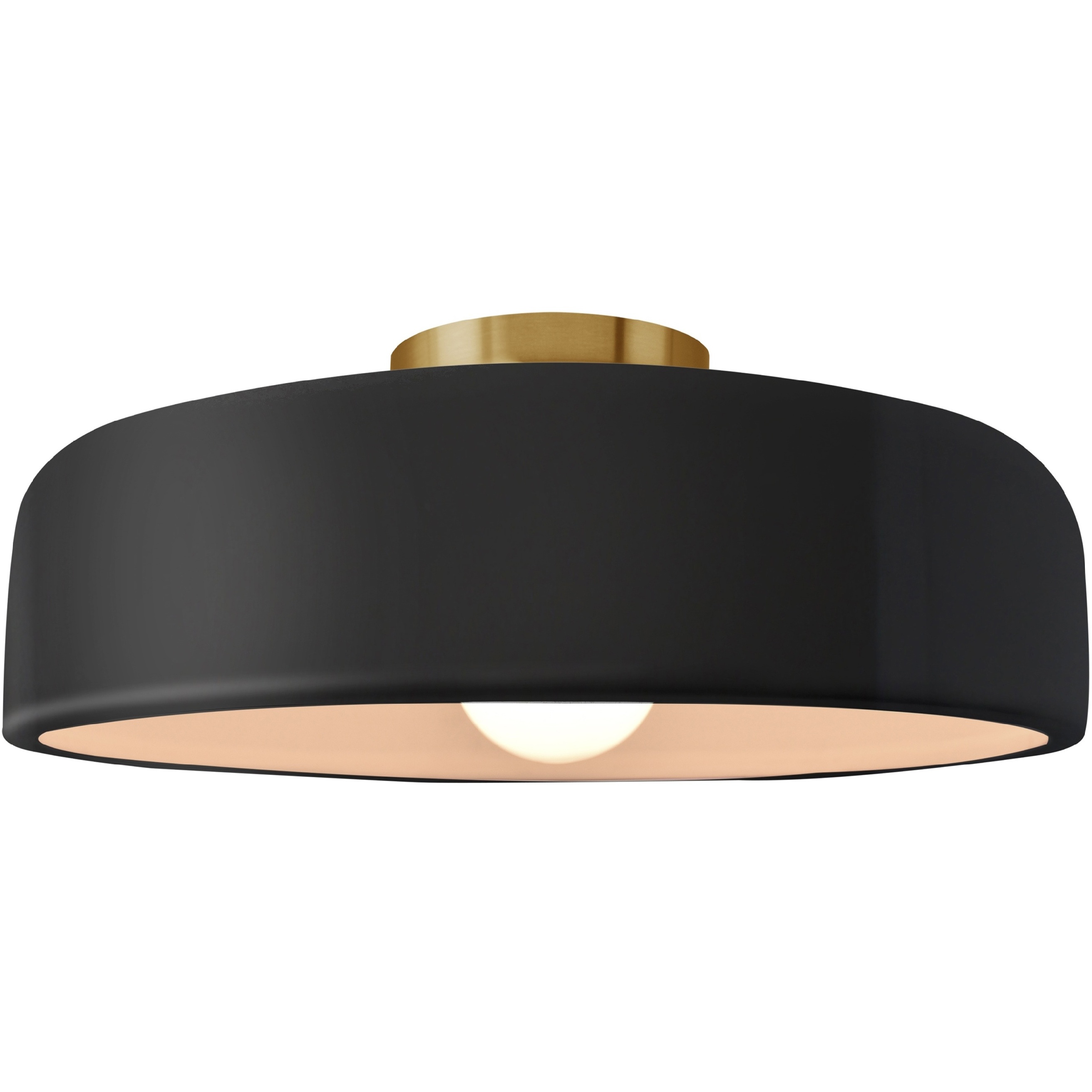 Radiance Collection - Spire LED 13 inch Gloss Black and Matte White and Brushed Brass Semi-Flush Ceiling Light in Dedicated LED, Gloss Black/Matte White, 13W x 6H, Form+Finish+Function