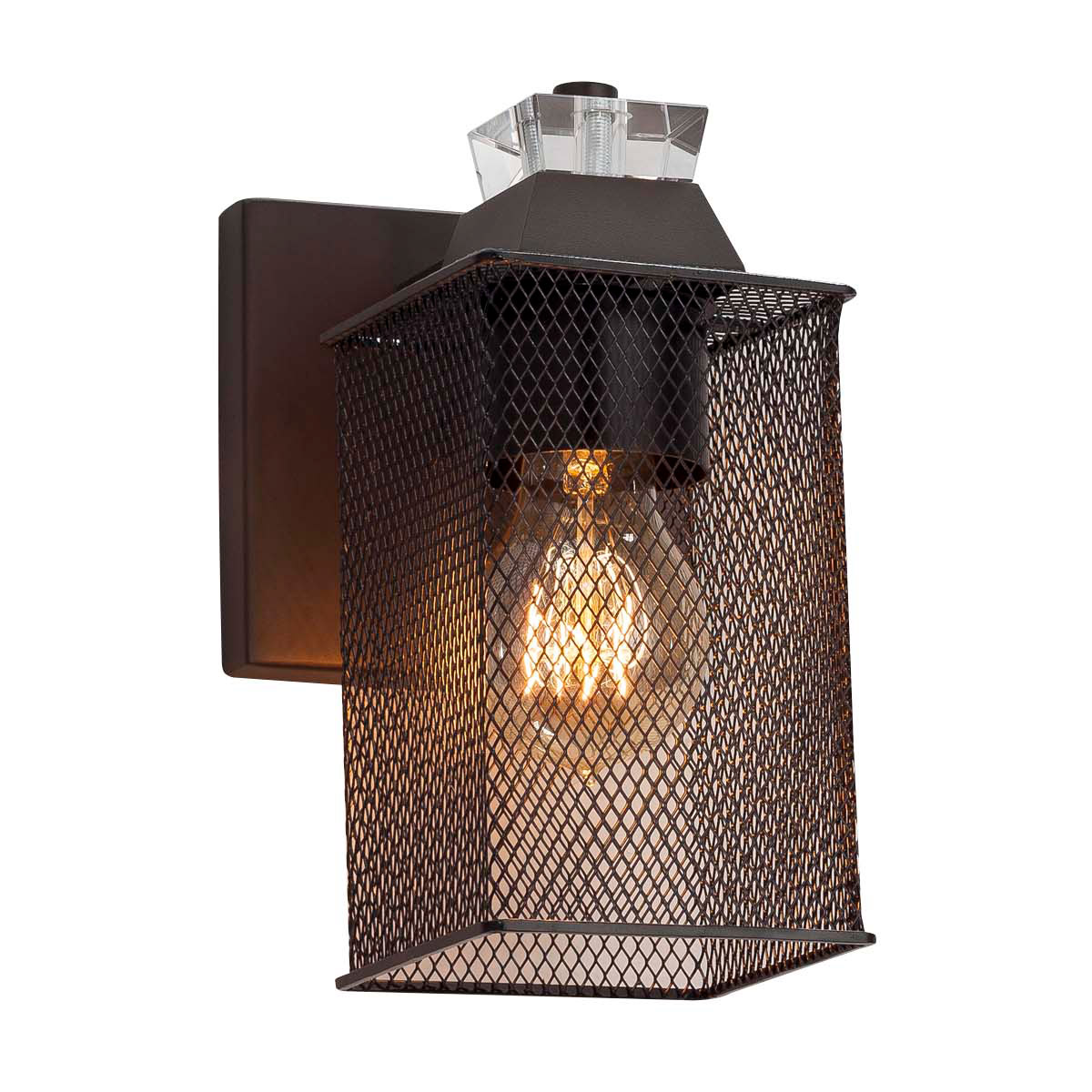 Wire Mesh 1 Light 4.75 inch Dark Bronze Wall Sconce Wall Light in Cylinder with Flat Rim