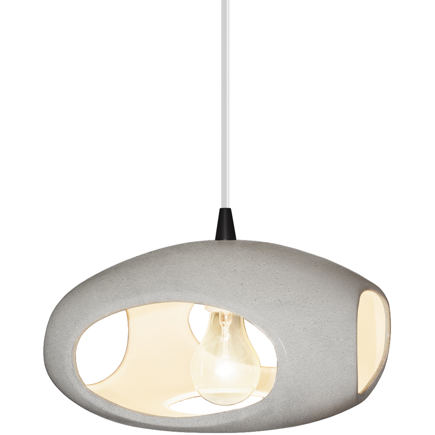 Radiance Collection 1 Light 12 inch Matte Black and Concrete and White Pendant Ceiling Light