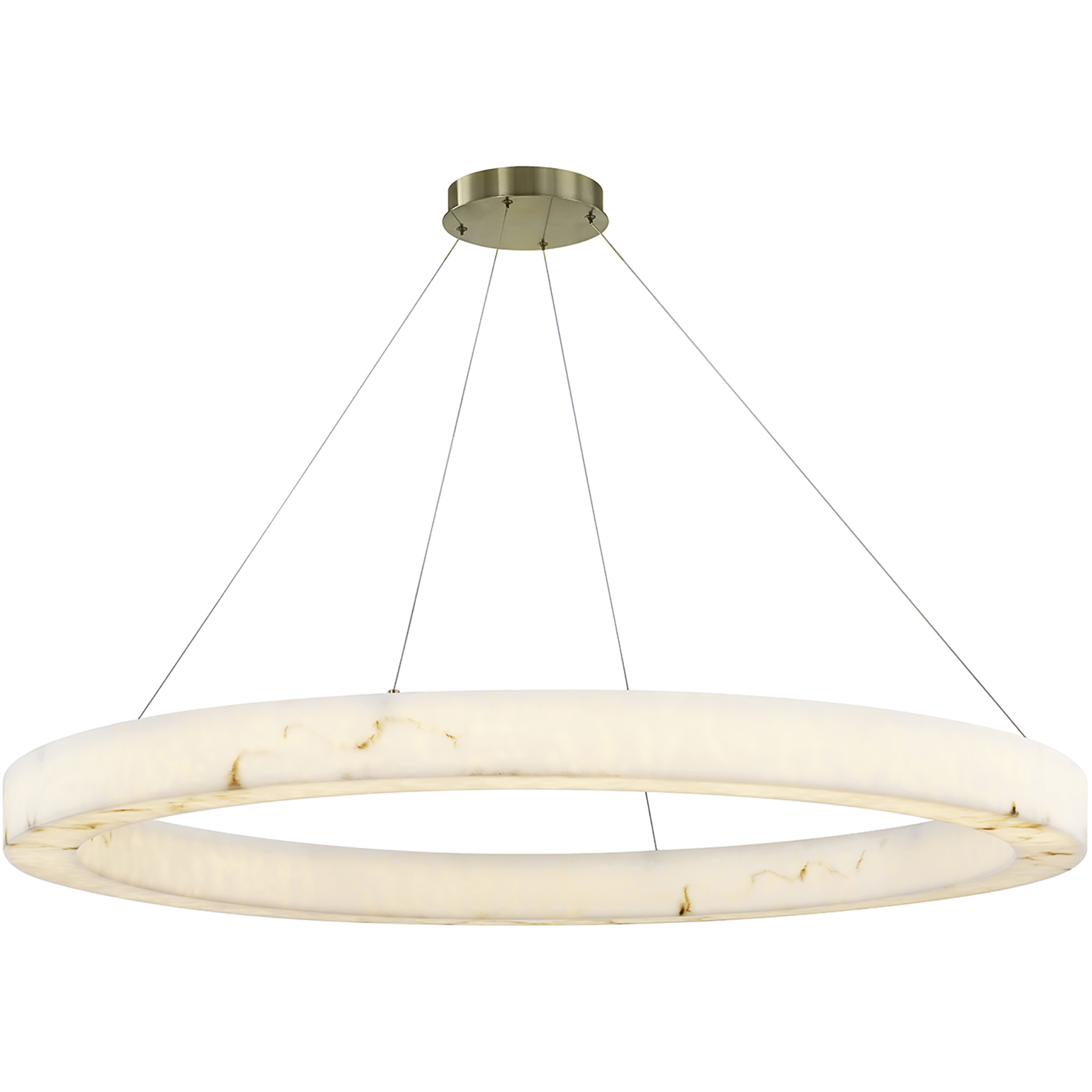 LumenAria - Medley Family LED 52 inch Brushed Brass and Alabaster Rocks Pendant Ceiling Light in 52" D x 52" W x 3.5" H, EVOLV