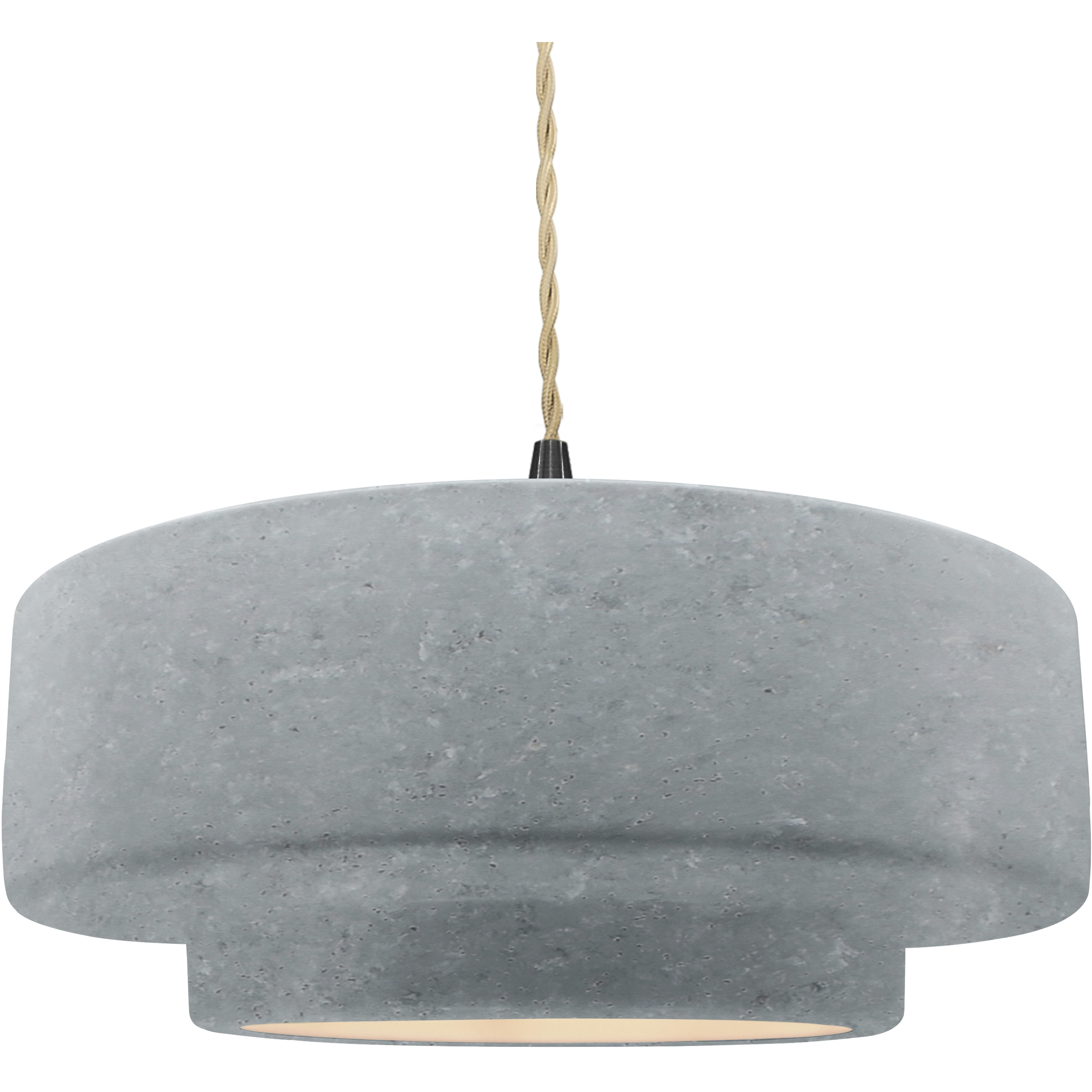 Radiance Collection - Tier Pendant Ceiling Light in Matte Black, Dedicated LED, Beige Twist Cord, Concrete, 16.25W x 6H, Form+Finish+Function