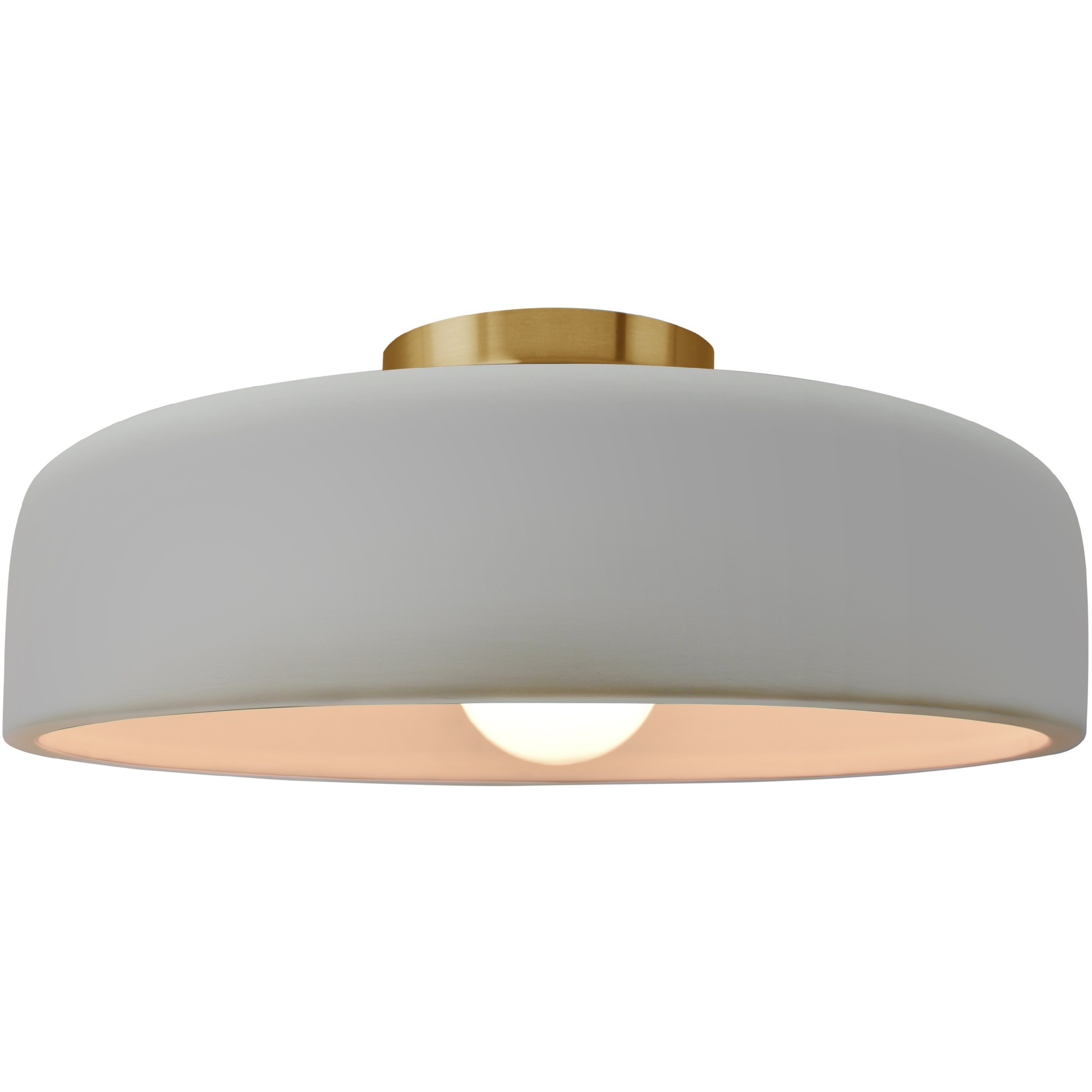Radiance Collection - Spire LED 16 inch Matte White and Brushed Brass Semi-Flush Ceiling Light in Dedicated LED, 16W x 6.5H, Form+Finish+Function