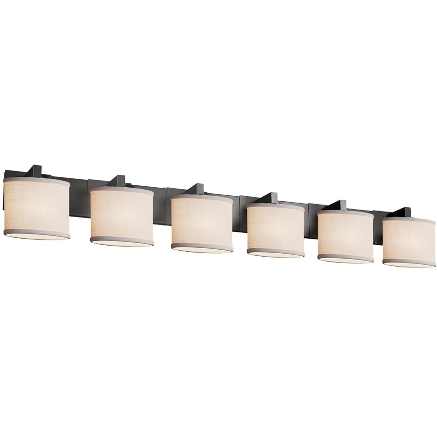 Textile 6 Light 56.5 inch Matte Black Bath Bar Wall Light in White, Oval, Incandescent, Oval