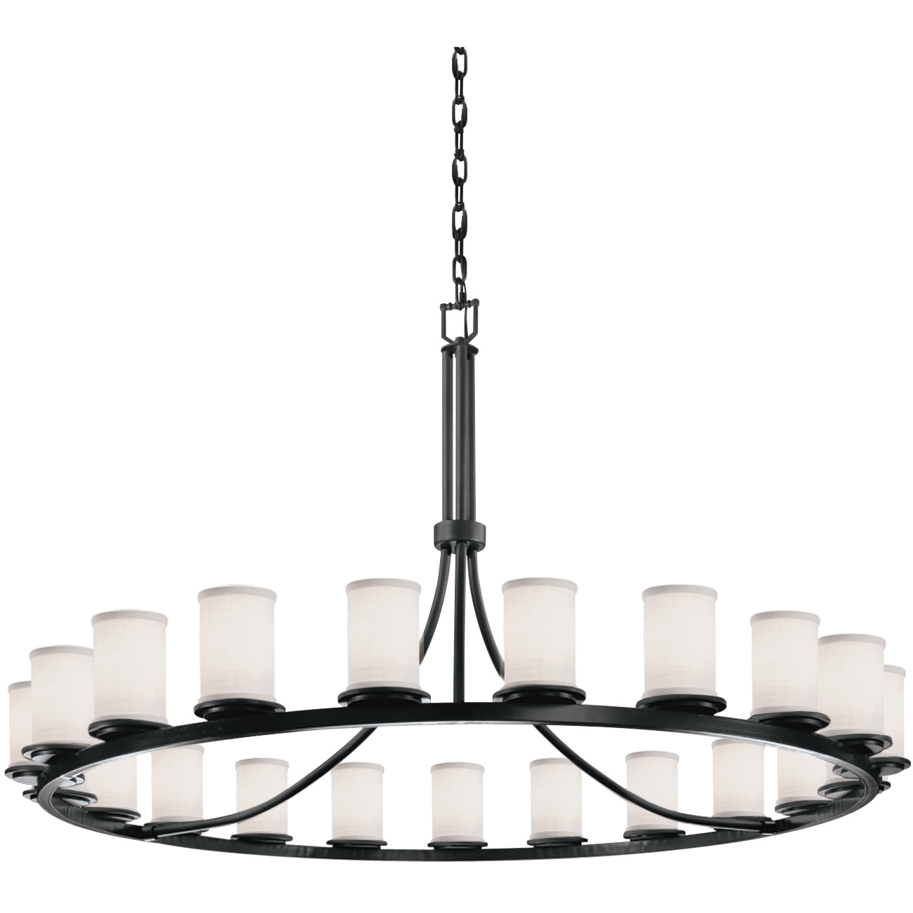 Textile 21 Light 60 inch Matte Black Chandelier Ceiling Light in White, Incandescent