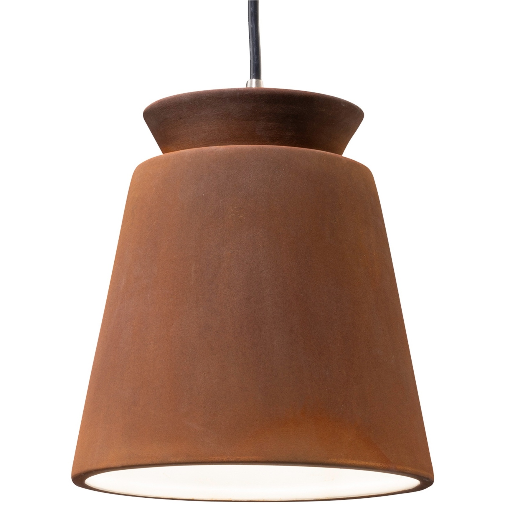 Radiance Collection - Trapezoid LED 7.75 inch Real Rust and Brushed Nickel Pendant Ceiling Light in Dedicated LED, Black, Form+Finish+Function