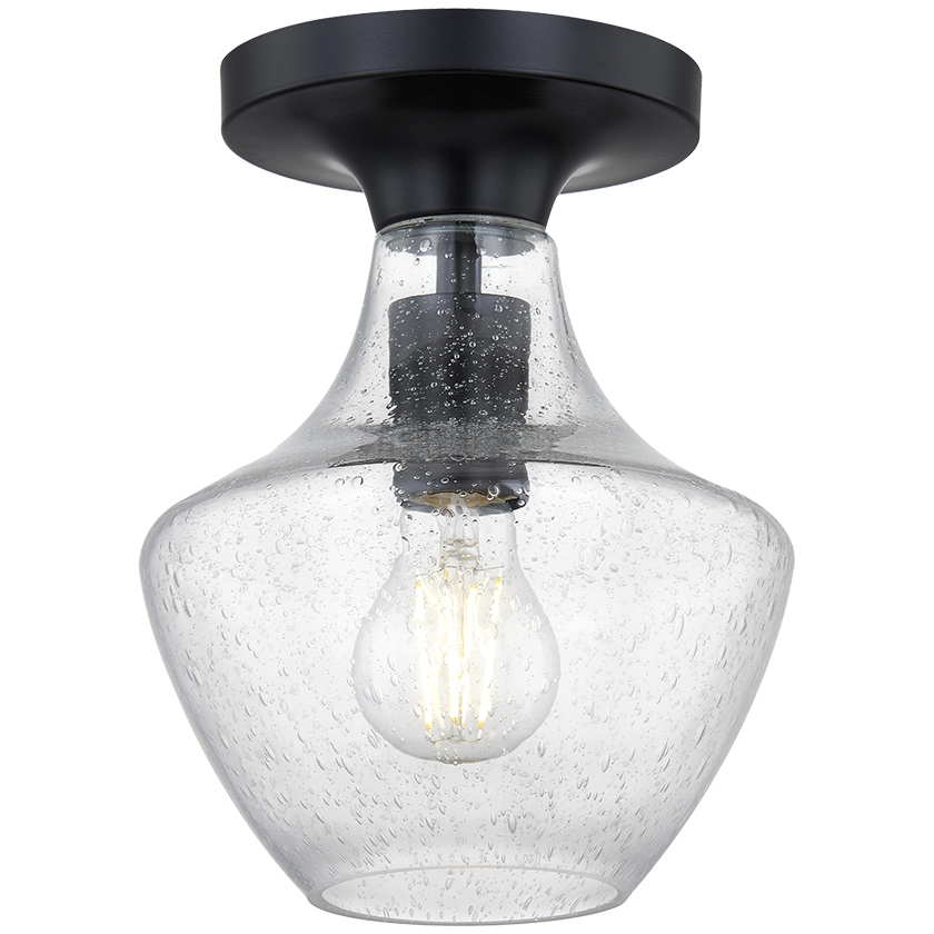 Fusion Collection 1 Light 7.5 inch Matte Black Semi Flush Ceiling Light, Harlow Family