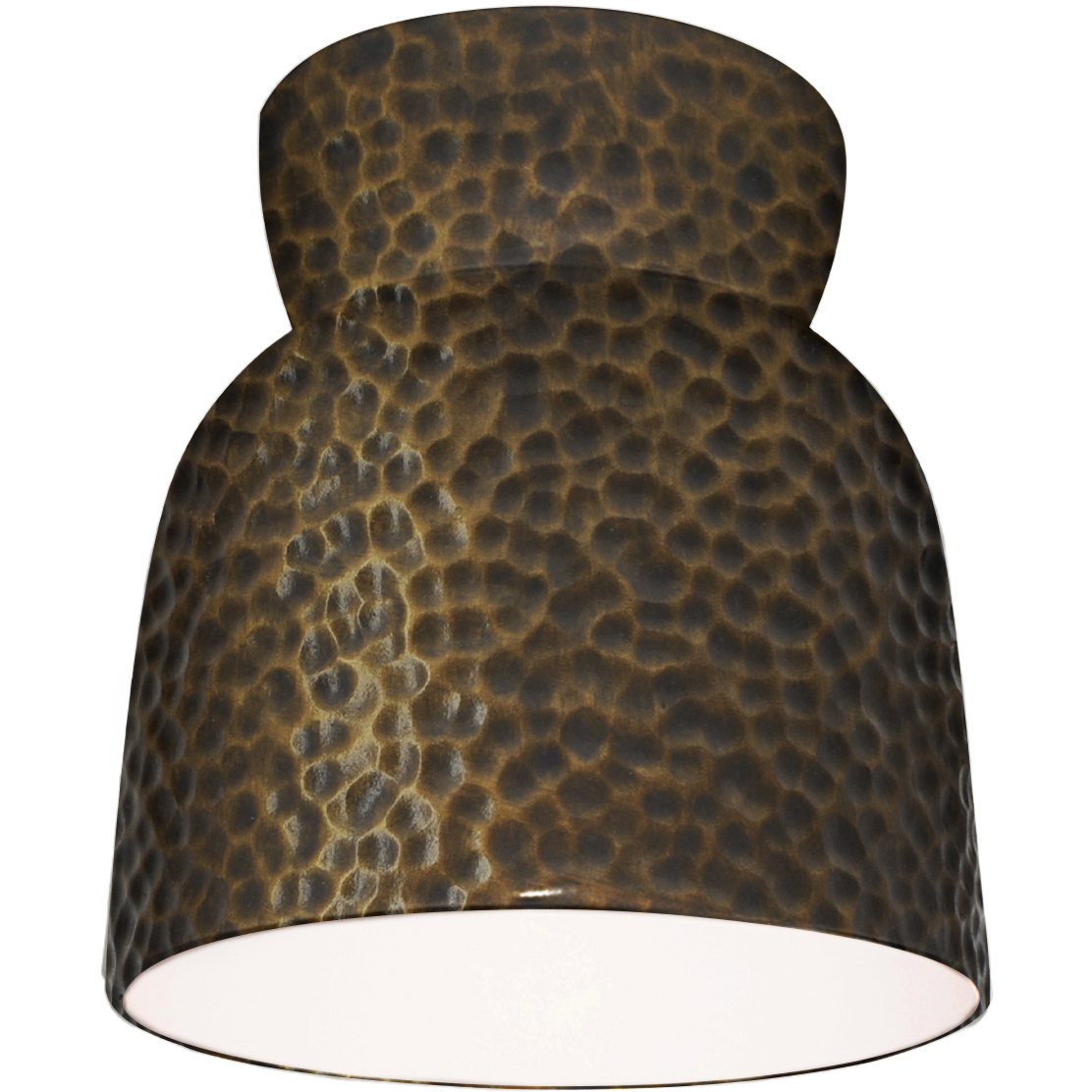 Radiance Collection - Hourglass 1 Light 7.5 inch Hammered Brass Flush-Mount Ceiling Light in Replaceable Bulb, Form+Finish+Function