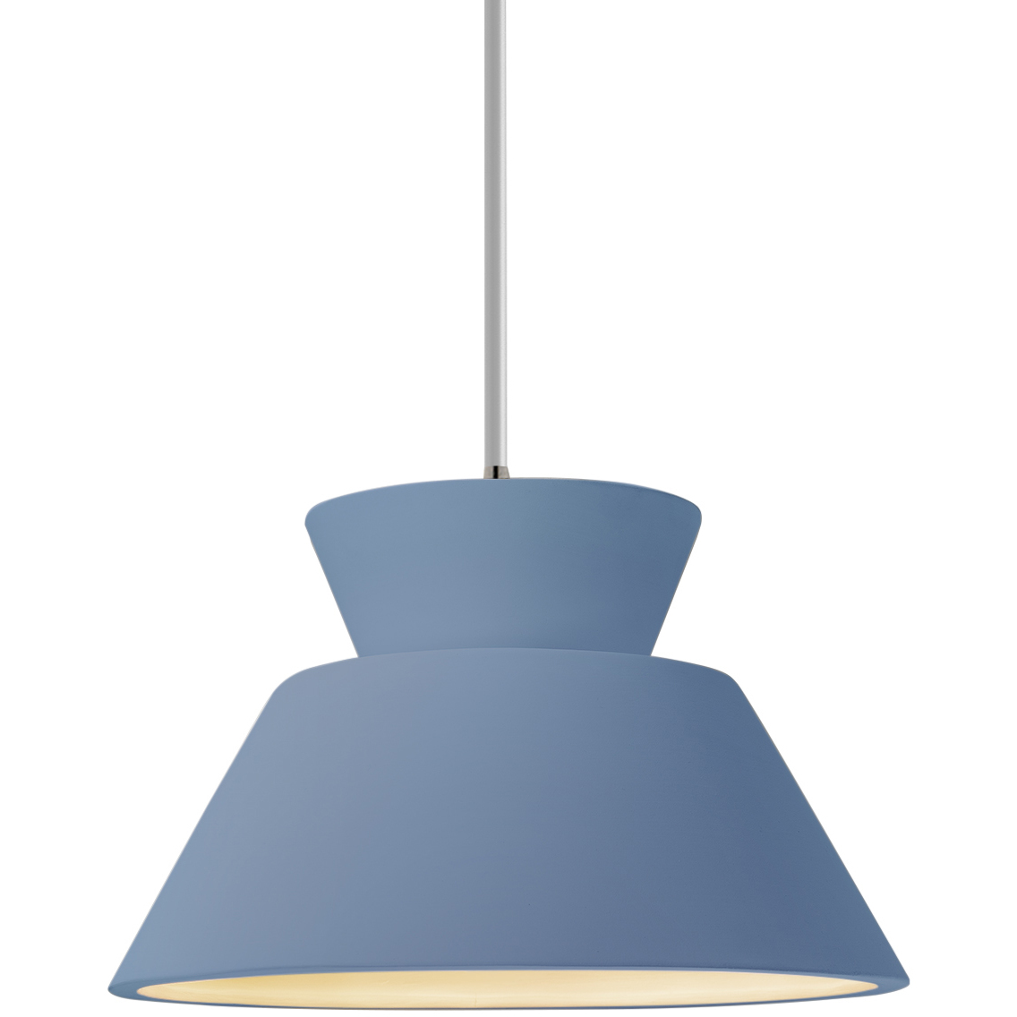 Radiance Collection - Trapezoid 1 Light 11 inch Sky Blue and Polished Chrome Pendant Ceiling Light in Replaceable Bulb, White, Form+Finish+Function