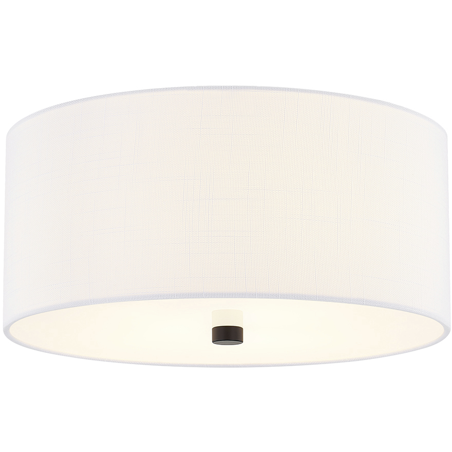 Textile Collection 3 Light 14 inch Matte Black Flush Mount Ceiling Light in White, Classic Family
