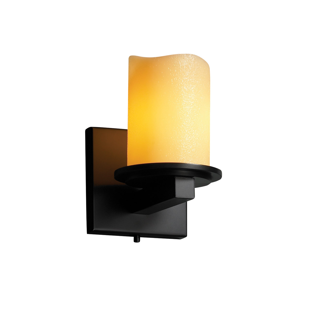 Candlearia Wall Sconce Wall Light in Matte Black, Amber (CandleAria), Cylinder with Melted Rim, Incandescent