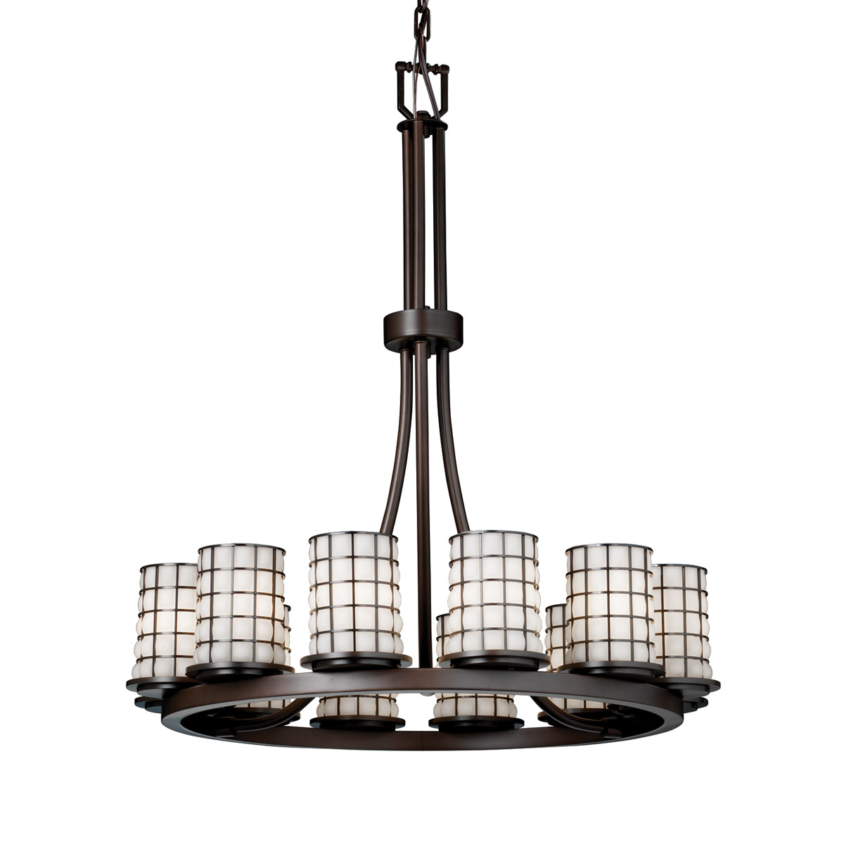 Wire Glass 12 Light 28 inch Dark Bronze Chandelier Ceiling Light in Grid with Clear Bubbles, 8400 Lm LED