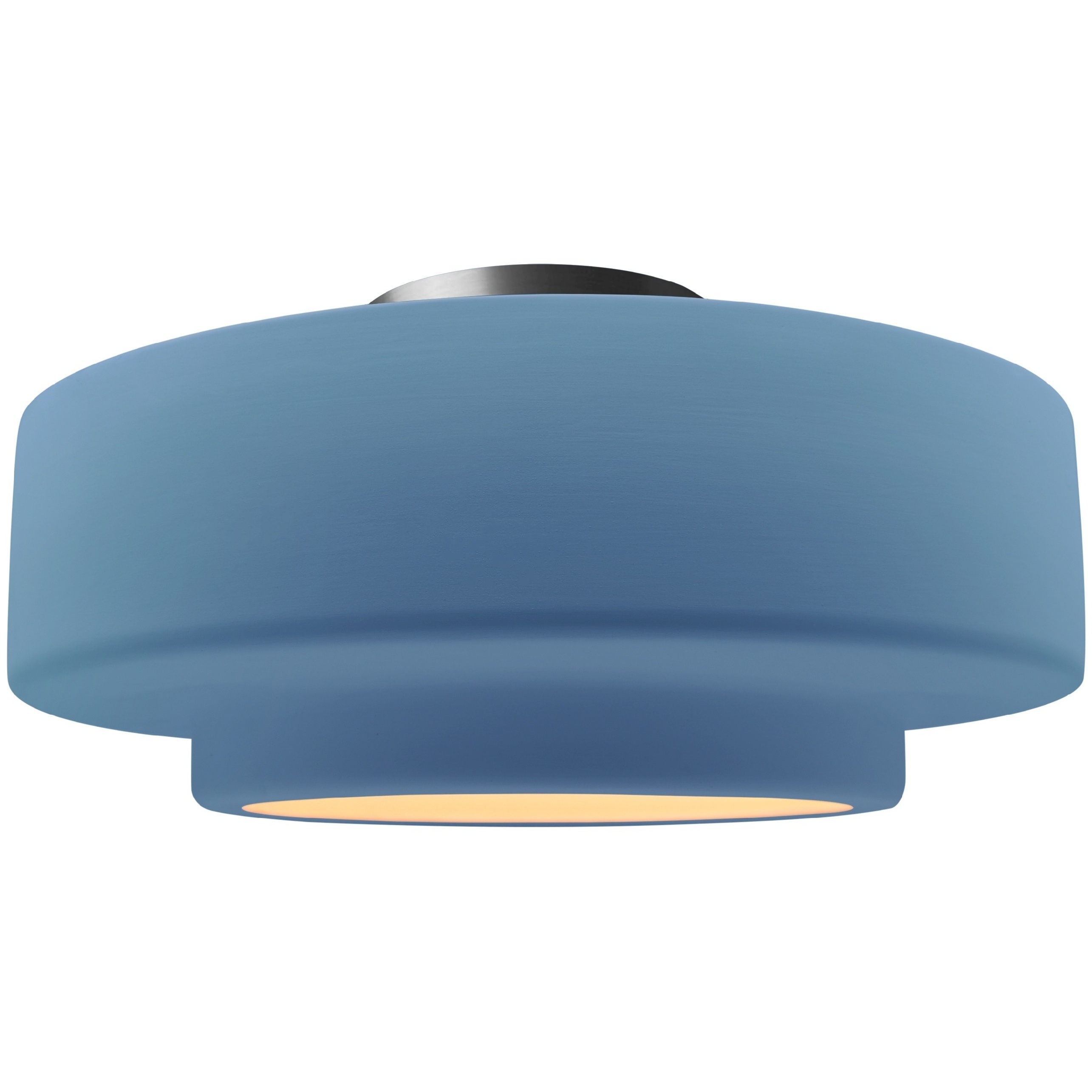 Radiance Collection - Tier 1 Light 14.5 inch Sky Blue and Brushed Nickel Semi-Flush Ceiling Light in Replaceable Bulb, 14.5W x 7.25H, Form+Finish+Function