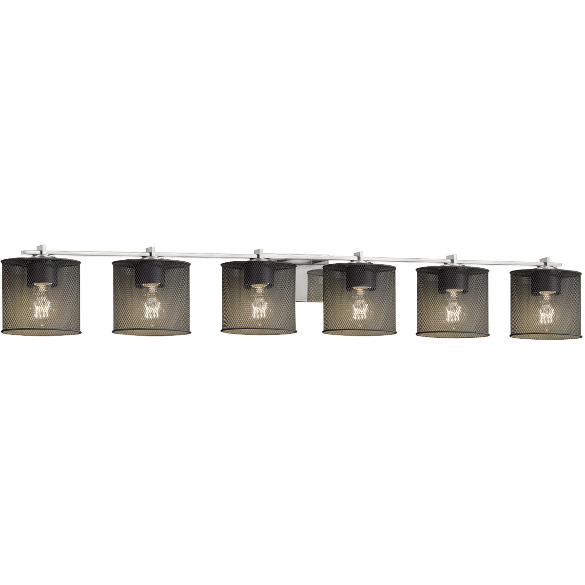 Wire Mesh Bath Bar Wall Light in Dark Bronze, Square with Flat Rim