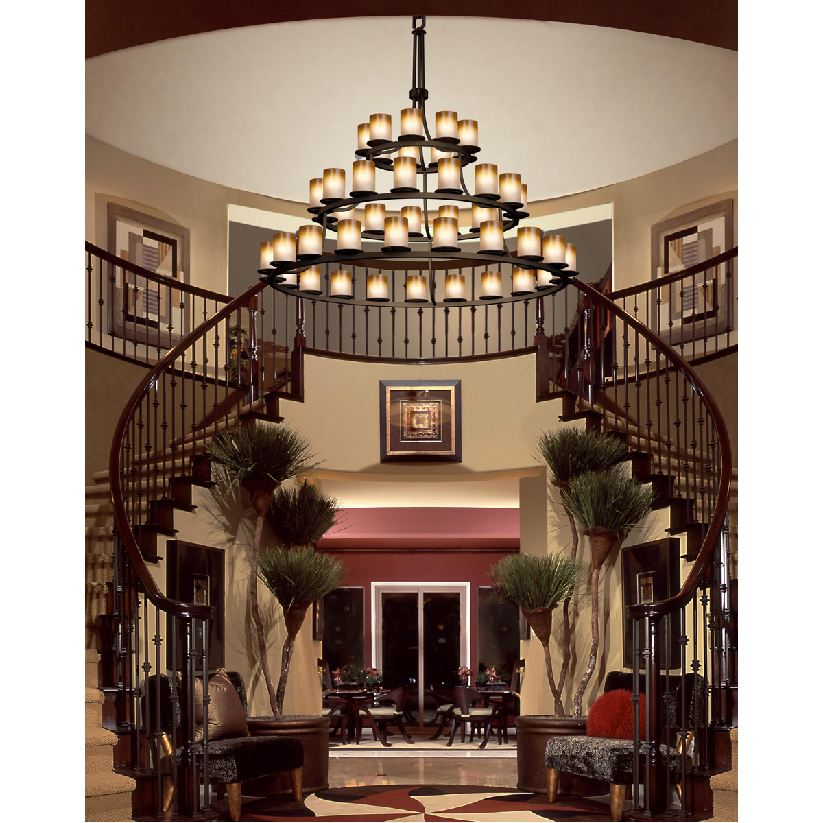 Fusion 45 Light 60 inch Dark Bronze Chandelier Ceiling Light in Incandescent, Caramel Fusion