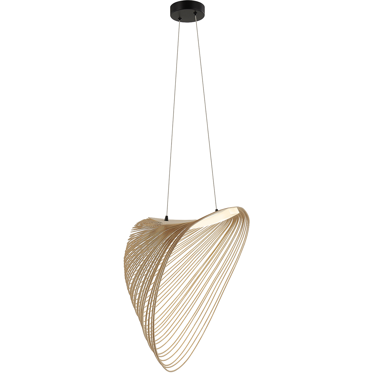 Eco Collection - Madera Family 23.75 inch Matte Black and Natural Wood Pendant Ceiling Light, EVOLV