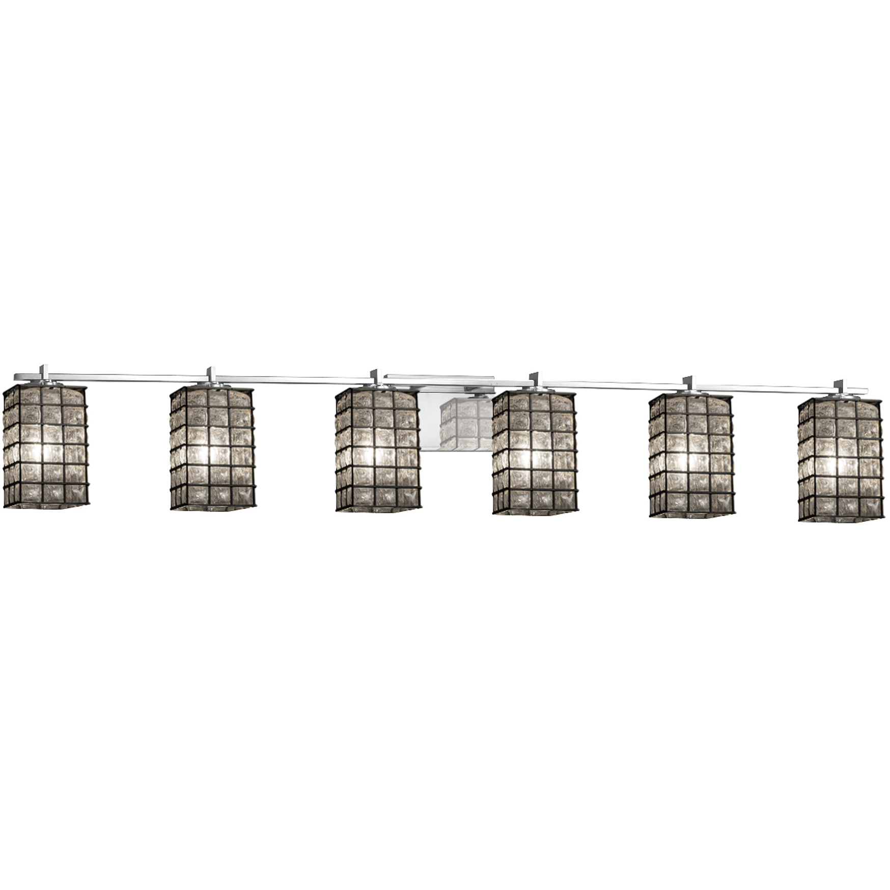 Wire Glass Bath Bar Wall Light in 4200 Lm LED, Polished Chrome, Swirl with Clear Bubbles, Cylinder with Flat Rim