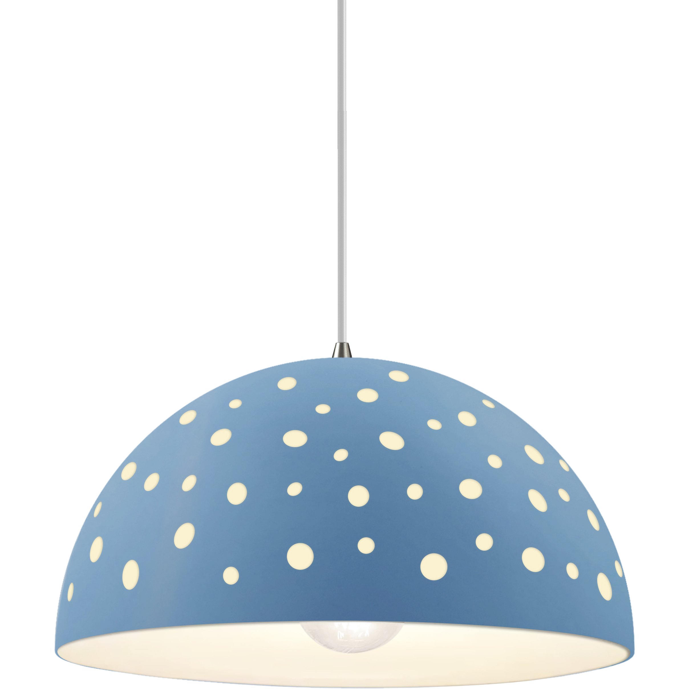 Perforated Dome 12.5 inch Sky Blue Pendant Ceiling Light in Polished Chrome, Dedicated LED, White, Form+Finish+Function