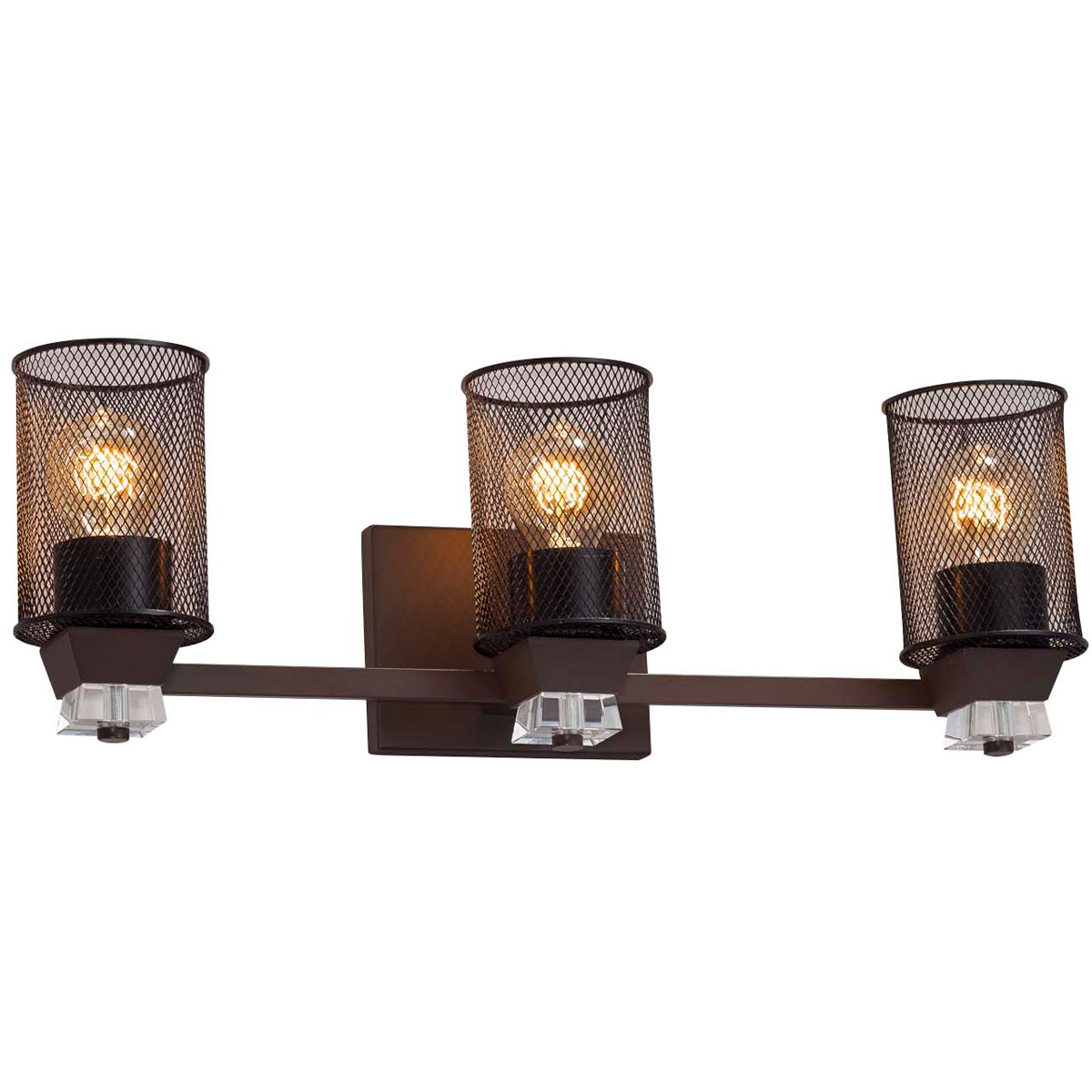 Wire Mesh 3 Light 25.5 inch Matte Black Bath Bar Wall Light in Oval
