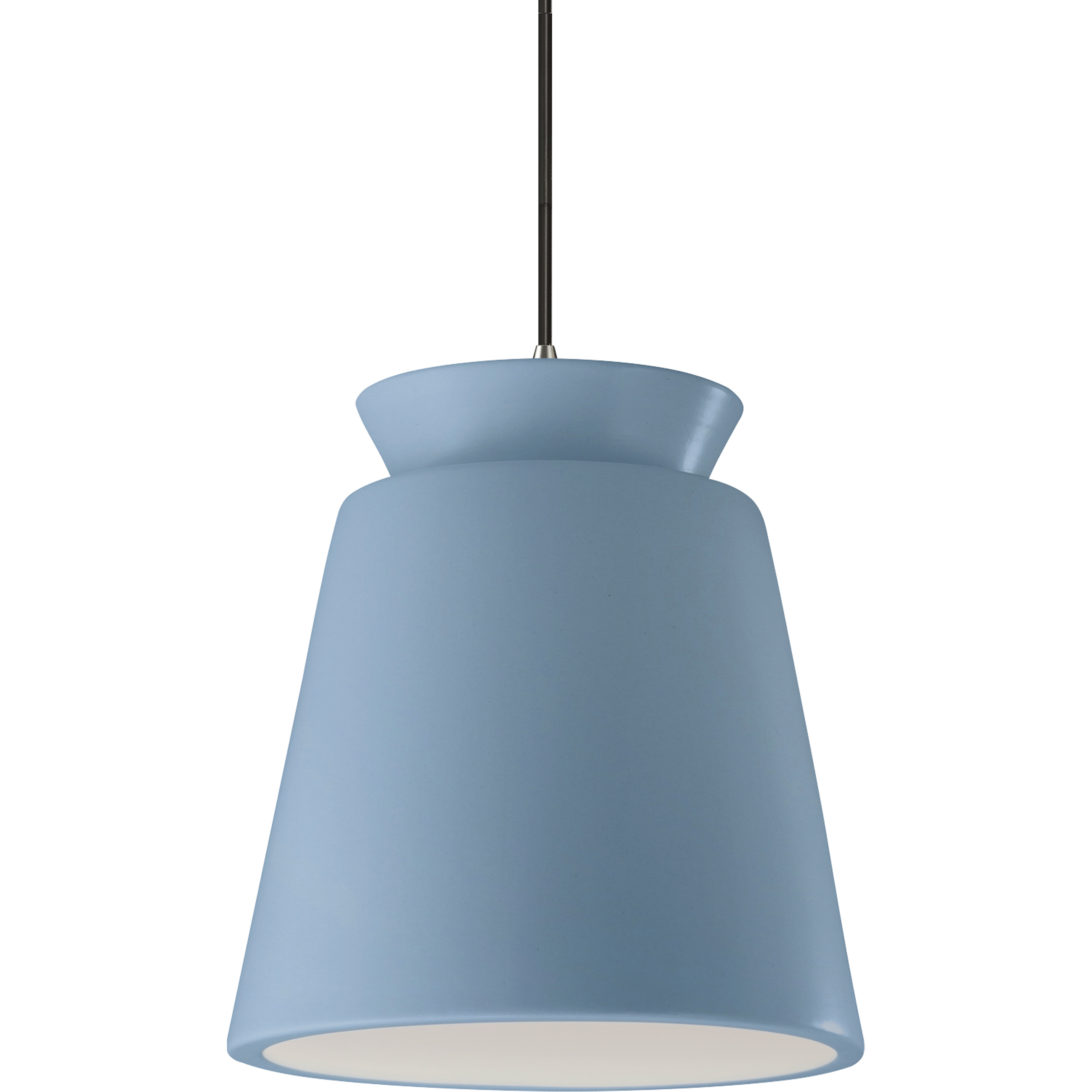 Radiance Collection - Trapezoid 13.5 inch Sky Blue and Polished Chrome Pendant Ceiling Light in Dedicated LED, Black, Form+Finish+Function