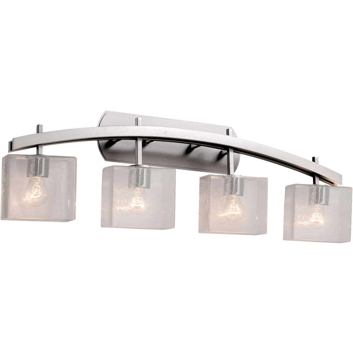 Fusion 4 Light 35.5 inch Brushed Nickel Vanity Light Wall Light in Cylinder with Flat Rim, Incandescent, Almond Fusion