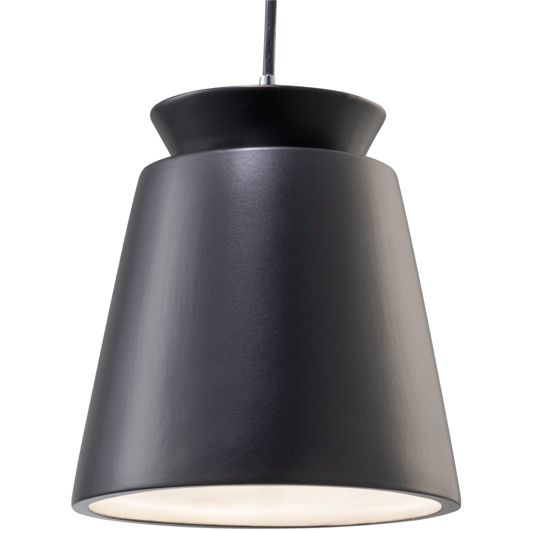Radiance Collection - Trapezoid LED 7.75 inch Carbon Matte Black and Polished Chrome Pendant Ceiling Light in Dedicated LED, Form+Finish+Function
