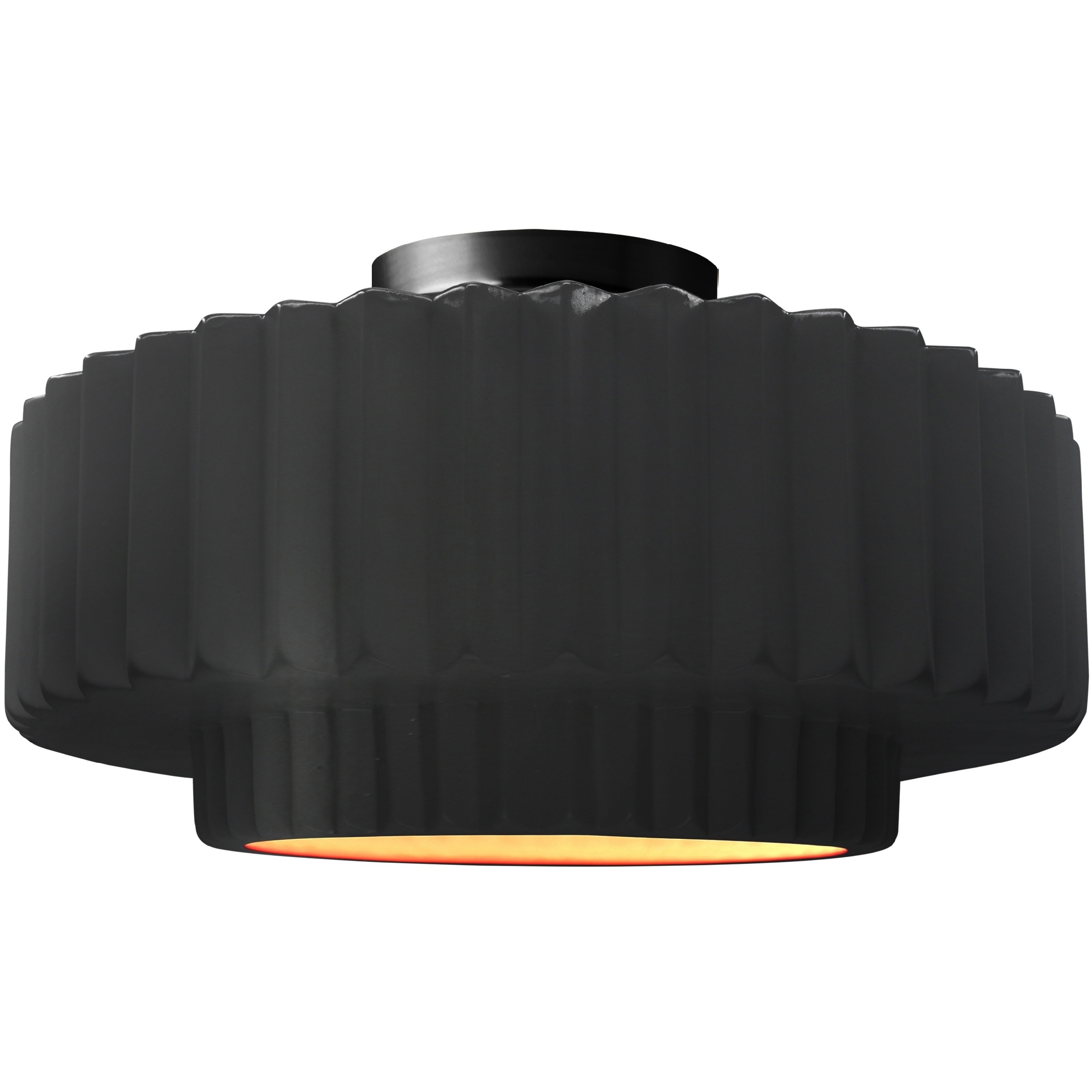 Radiance Collection - Pleated Tier 1 Light 14.5 inch Carbon Matte Black and Champagne Gold and Matte Black Semi-Flush Ceiling Light in Replaceable Bulb, Carbon Matte Black/Champagne Gold, 14.5W x 7.25H, Form+Finish+Function